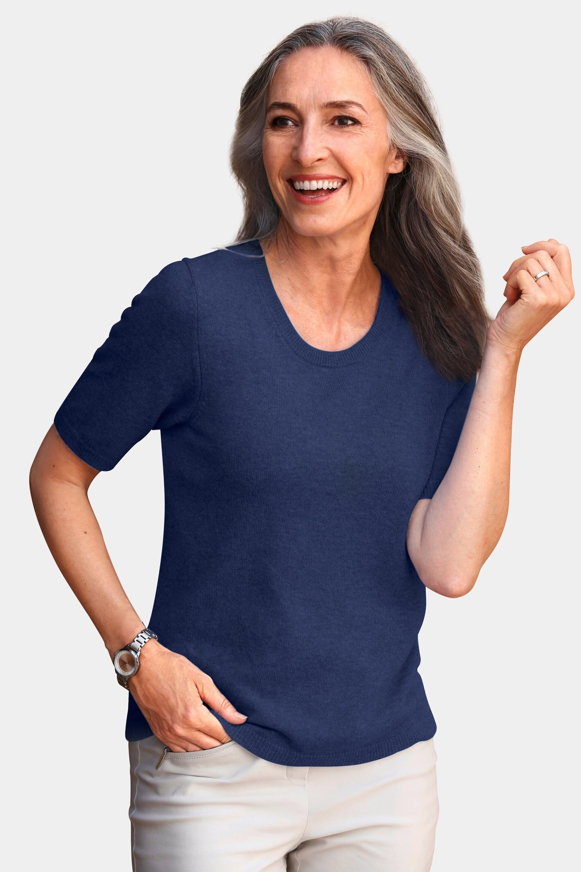 GOLDNER Kurzarmpullover Halbarmpullover mit Rundhals aus günstig online kaufen