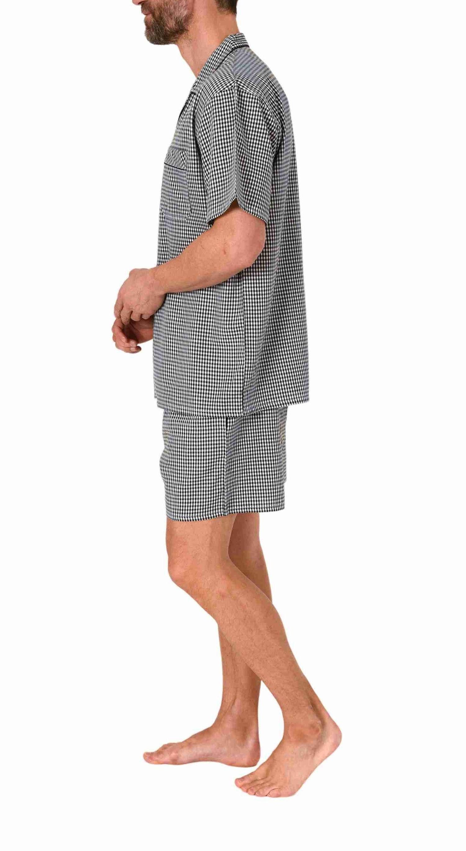 Normann Pyjama Herren Schlafanzug Shorty Pyjama kurzarm gewebt zum Knöpfen – Bild 3 von 3