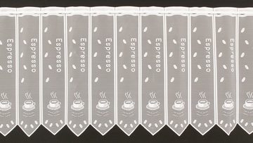 Scheibengardine nach Maß Espresso, Gardinen Kranzusch, Stangendurchzug, transparent, Kurzgardine, Wunschmaß, Stablöcher, transparent, verschiedene Höhen und Farben