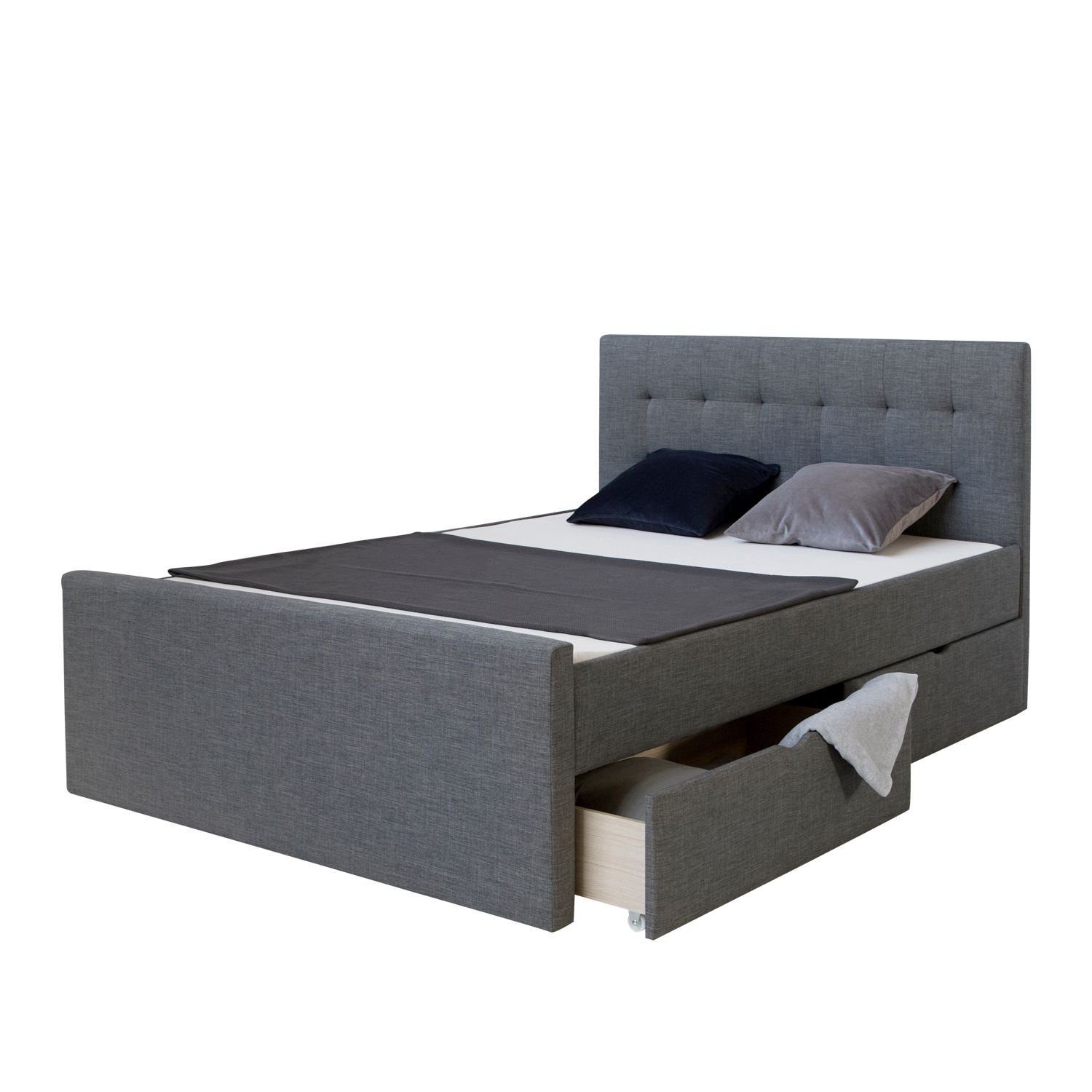 Homestyle4u Doppelbett 180x200 Polsterbett in Grau 1959 günstig online kaufen