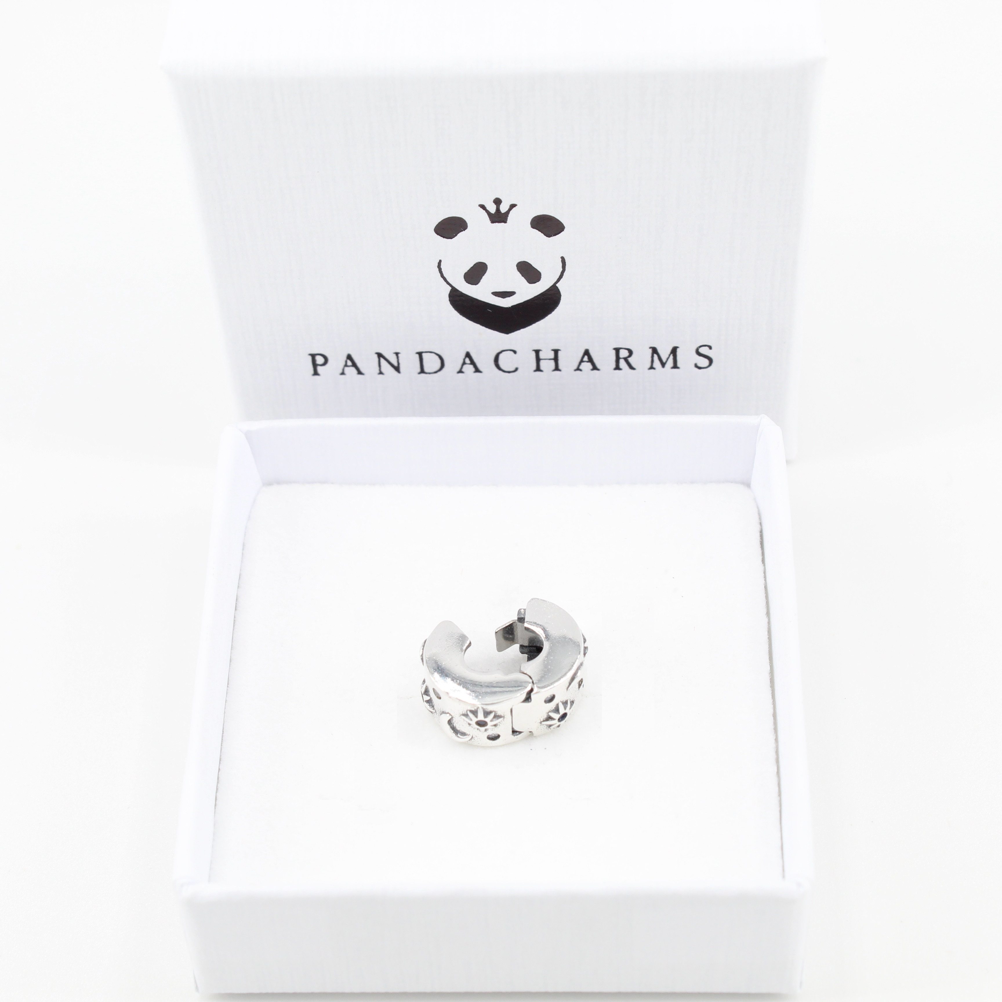 PANDACHARMS Bead Mond und Sterne Clip Charm für Charm Armband, 925er Silber, Zirkonia