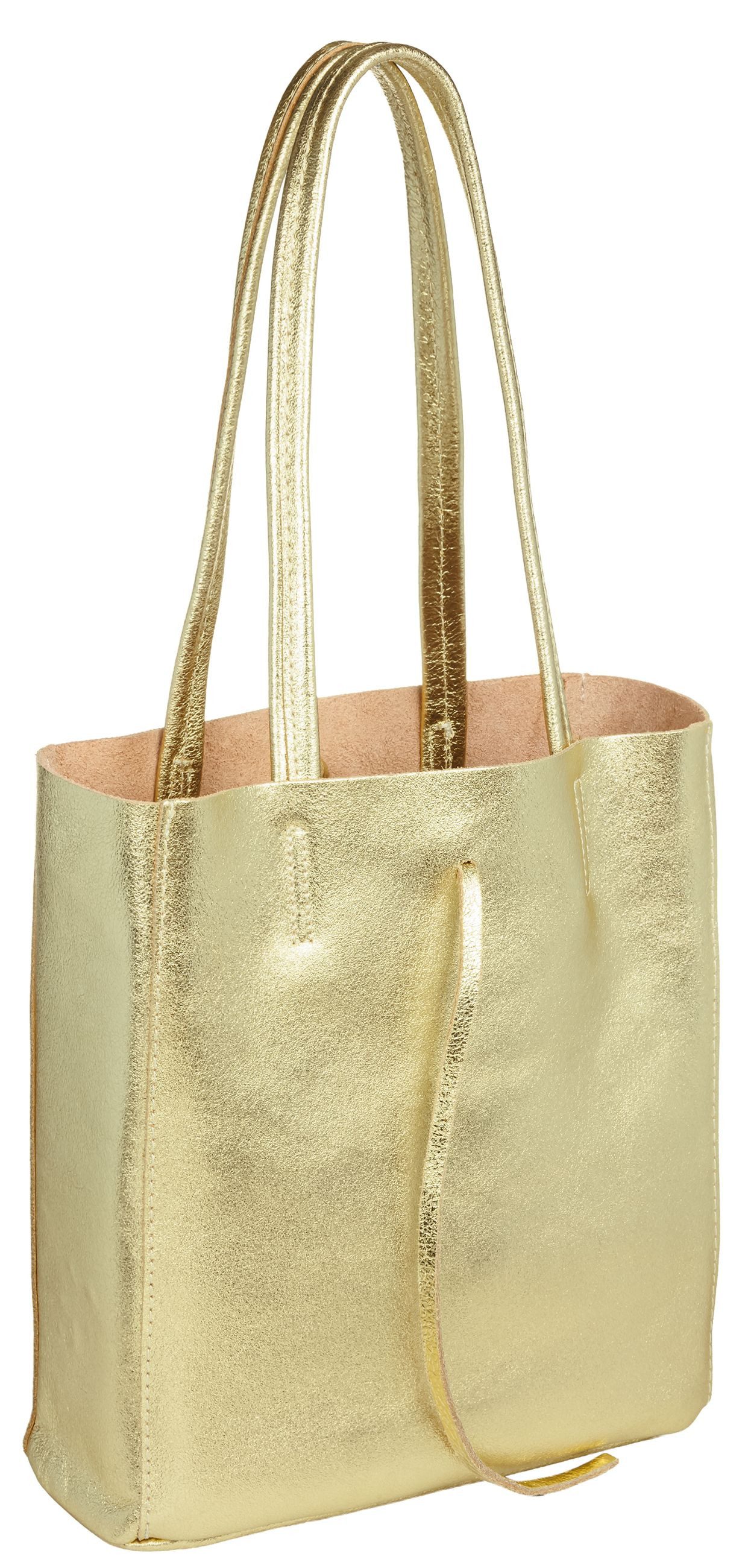 Caspar Schultertasche Mittelgroße Leder Shopper Damen Tasche - CLASSIC LINE - Modell No.814, casual, leicht & unempfindlich - 100% Echtleder - Handmade in Italy