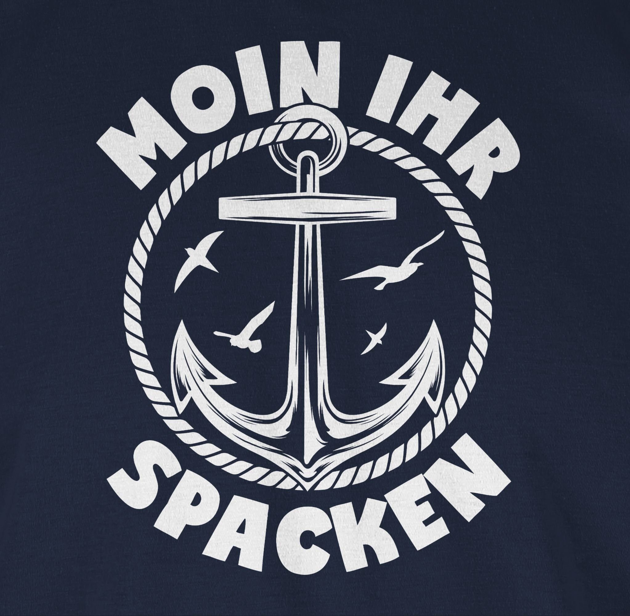 Statement mit Spruch mit Navy weiß - Anker 01 Moin Sprüche Shirtracer ihr Blau T-Shirt Spacken