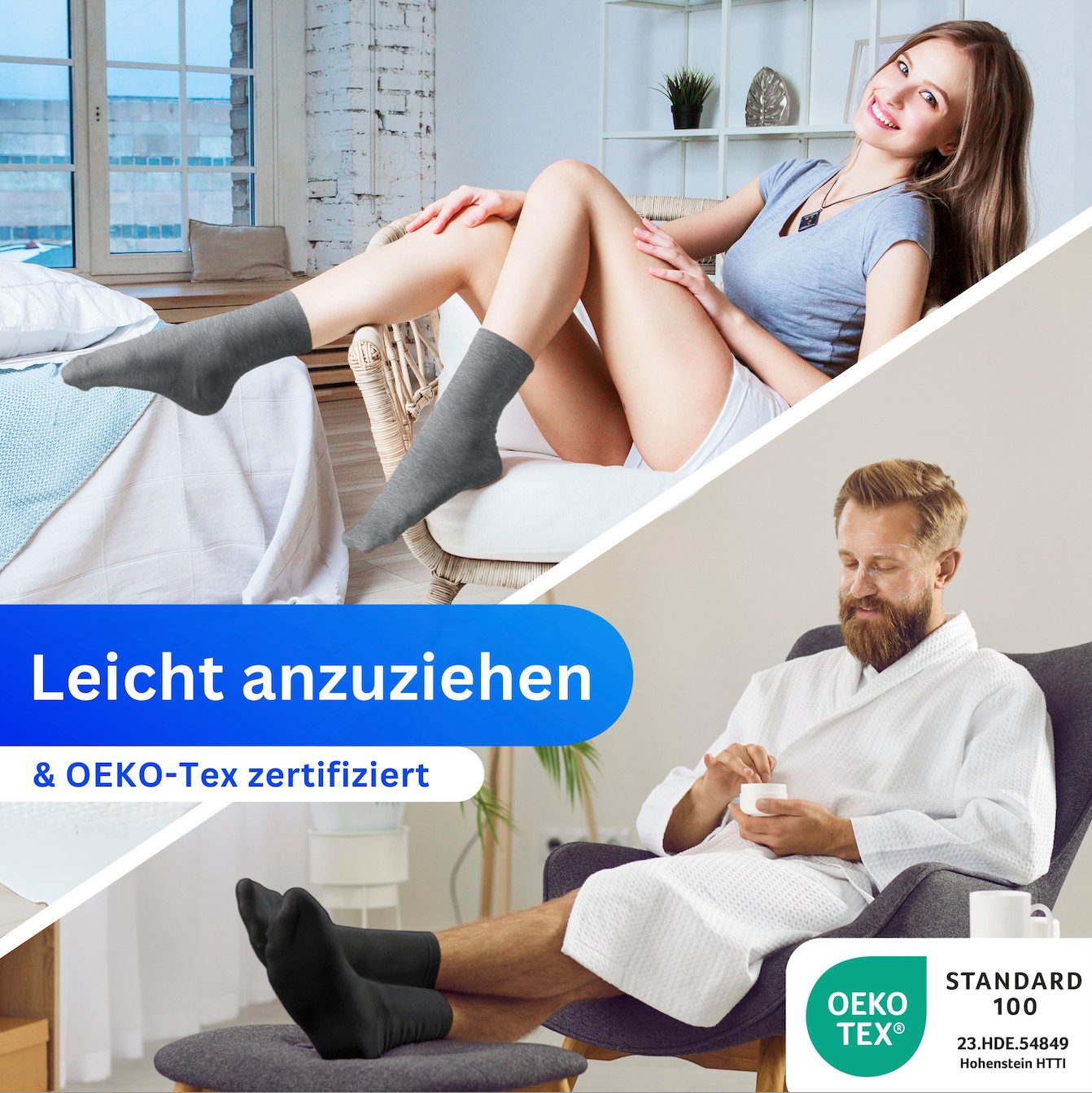 MEDOLY Gesundheitssocken Socken ohne Gummibund, 75% Baumwolle (6 Paar) ohne störende Naht, ohne Bund