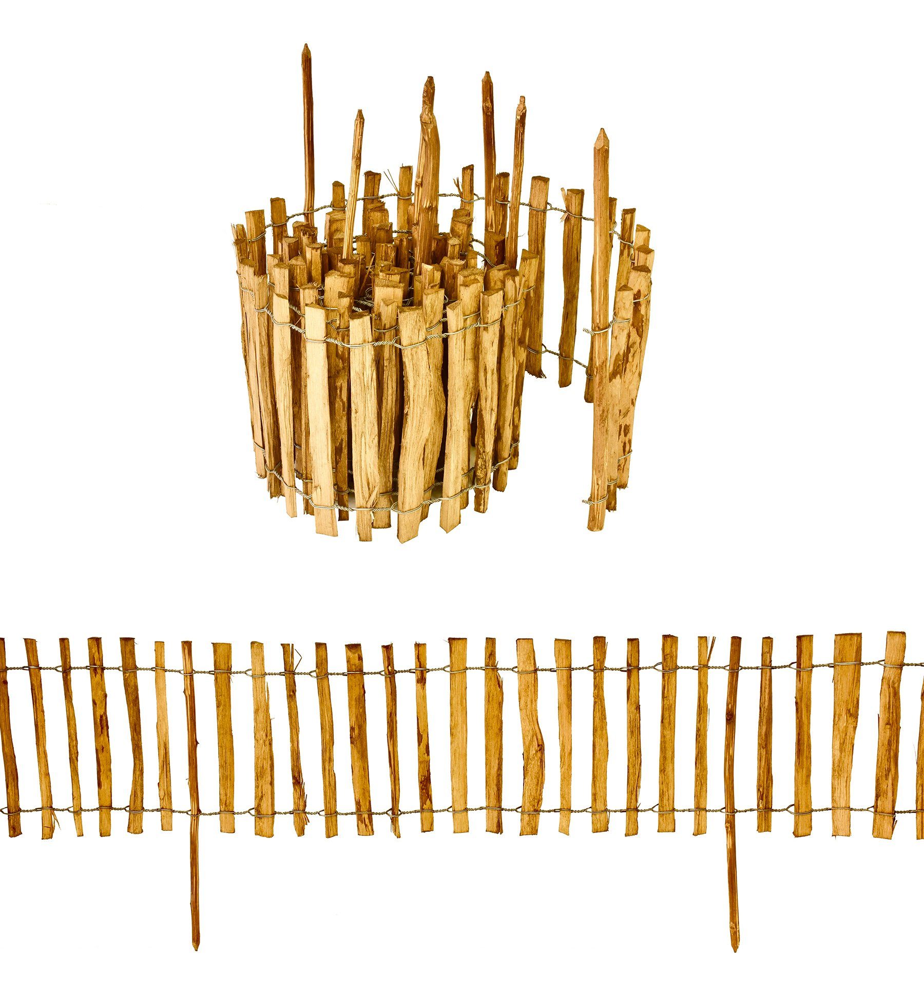 sunnypillow Gartenzaun Staketenzaun mit Pfosten aus Haselnuss imprägnierter günstig online kaufen