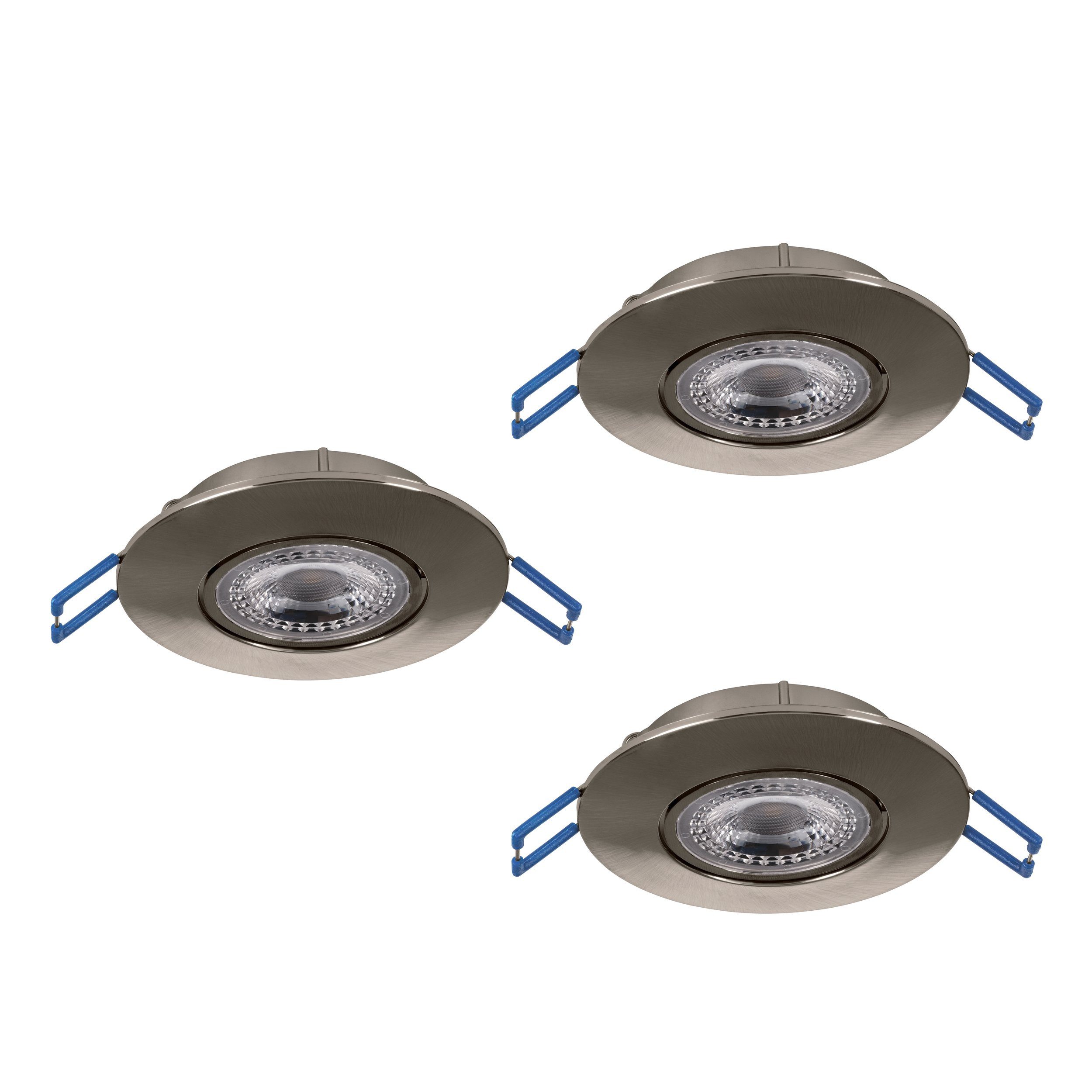 EGLO LED Einbauleuchte Zujar, Leuchtmittel inklusive, LED 3er-Set Einbauleuchten, Einbaustrahler, Deckenstrahler, Ø 8,5