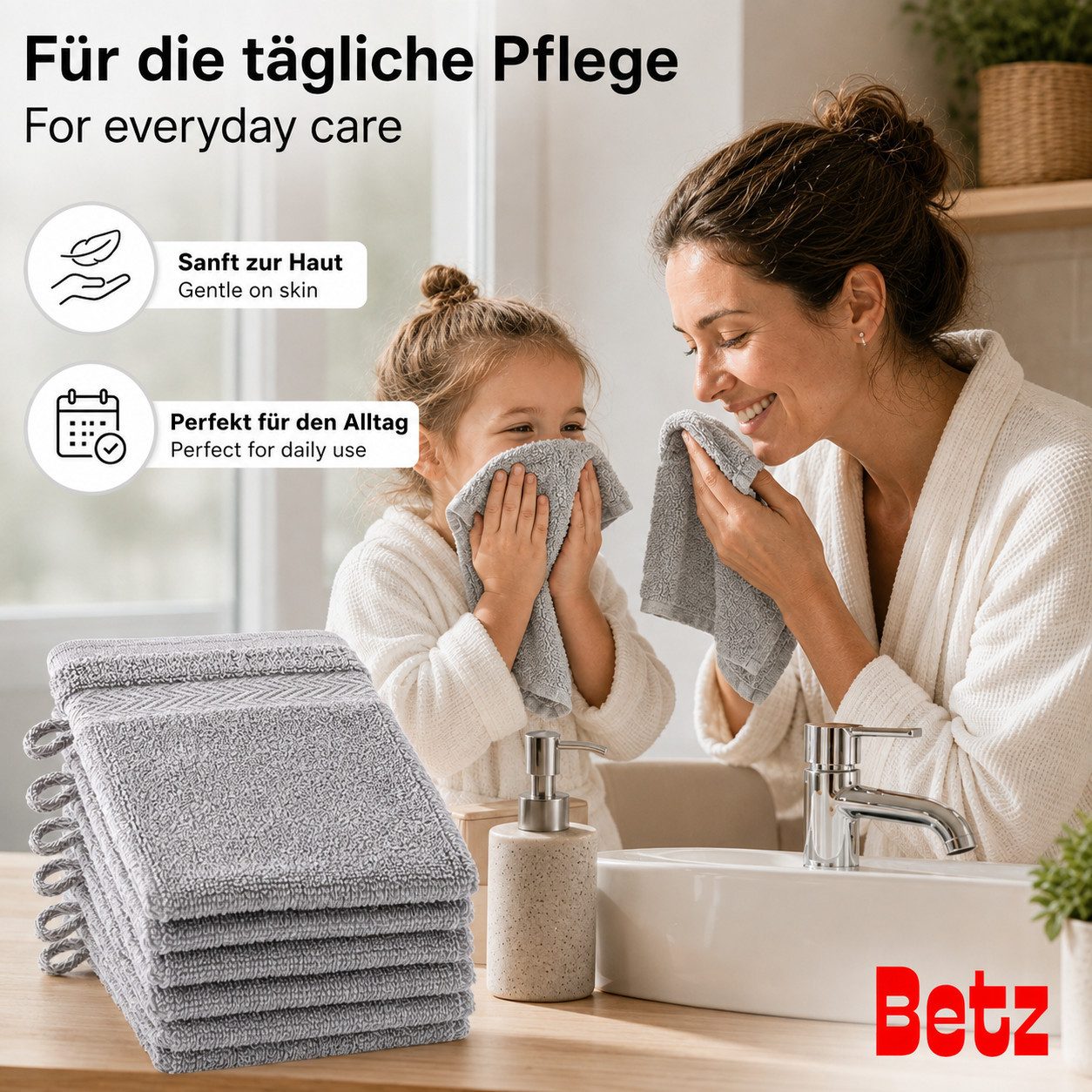Betz Waschhandschuh 10-tlg. PREMIUM Größe 16 cmx21 cm, Baumwolle (Set, 10-St), 100% baumwolle – Bild 3 von 5