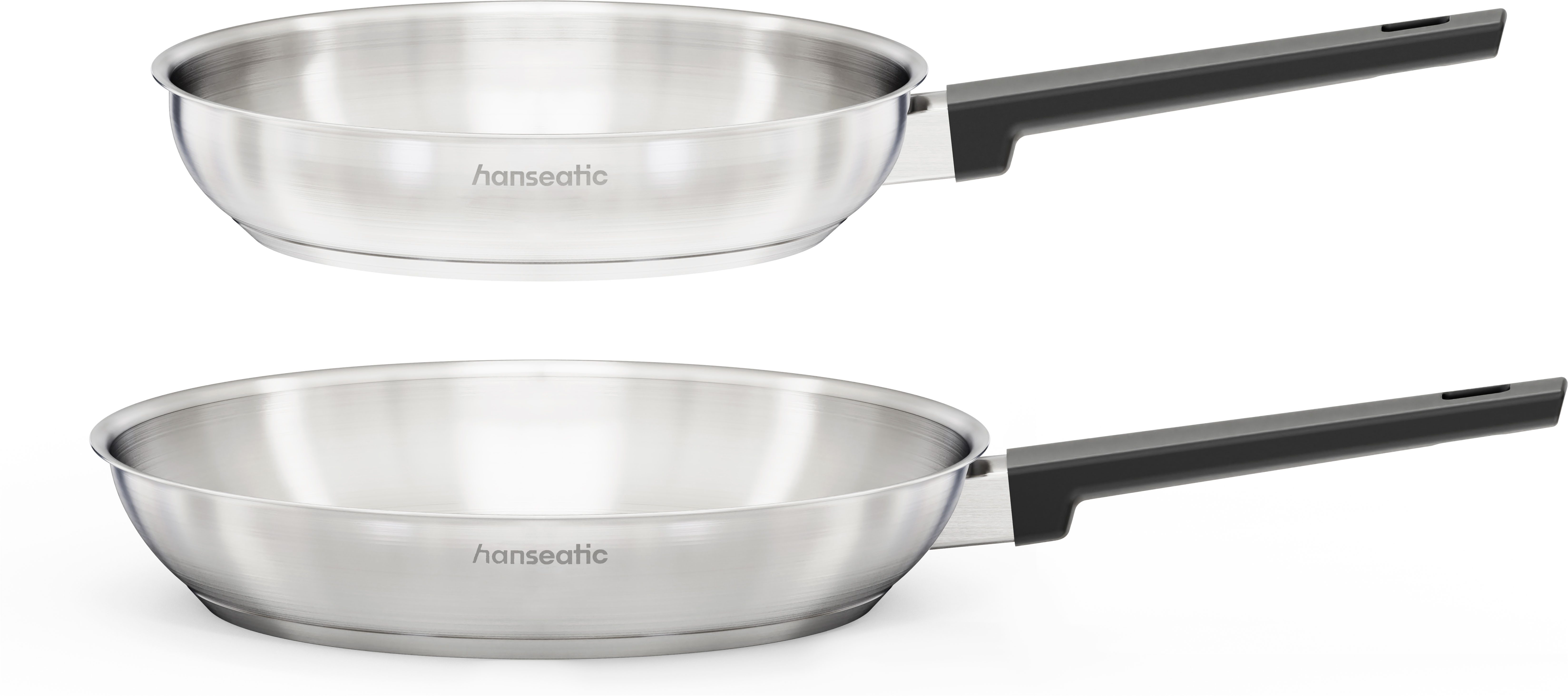 Hanseatic Pfannen-Set SMART, Edelstahl 18/10 (Set, 2-tlg., 1x Pfanne Ø 24 cm und 28 cm), ohne Beschichtung, energiesparend, für alle Herdarten, inkl. Induktion