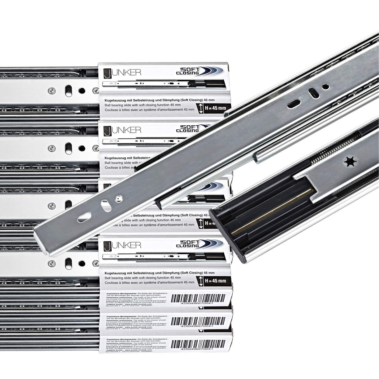 SO-TECH® Auszug Vollauszüge kugelgelagert mit 45 kg Tragkraft und Softclose (30 St), Nennlänge 300 mm