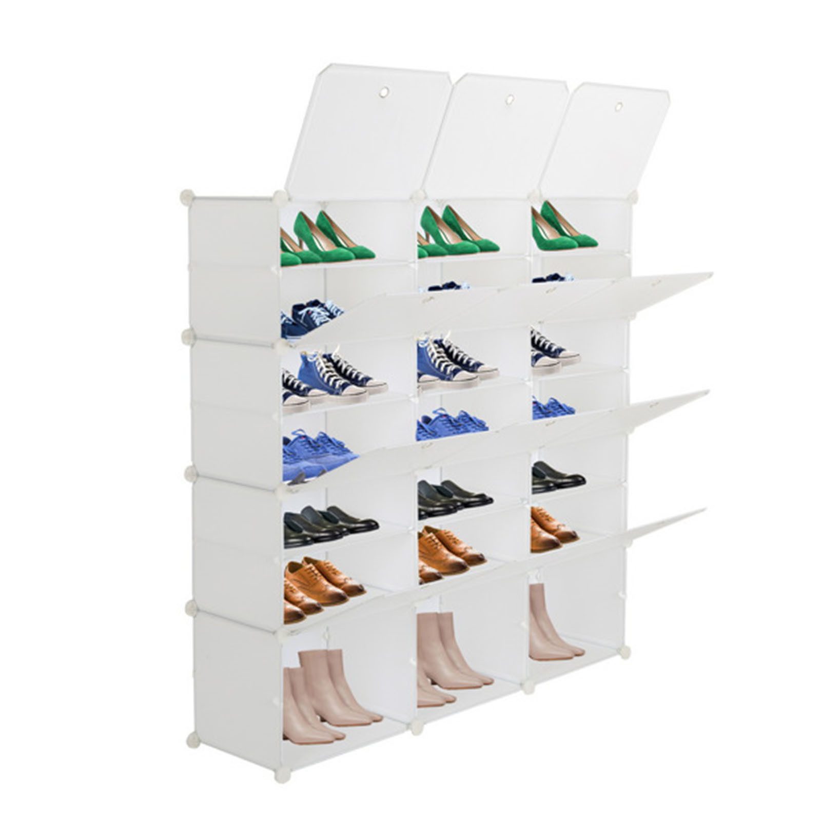 Loywe Schuhbox Schuhschrank mit 12 Fächern, Aufbewahrungsbox für Schuhe (set, Würfelregal mit Tür), für Schlafzimmer, Flur, Eingang 120 x 30 x 120 cm