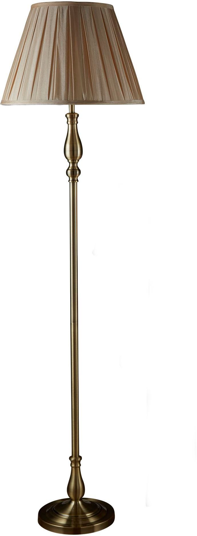 Searchlight Stehlampe Flemish Floor Lamp- Antique Brass Pleated Shade, Leuchtmittel wechselbar – Bild 3 von 4