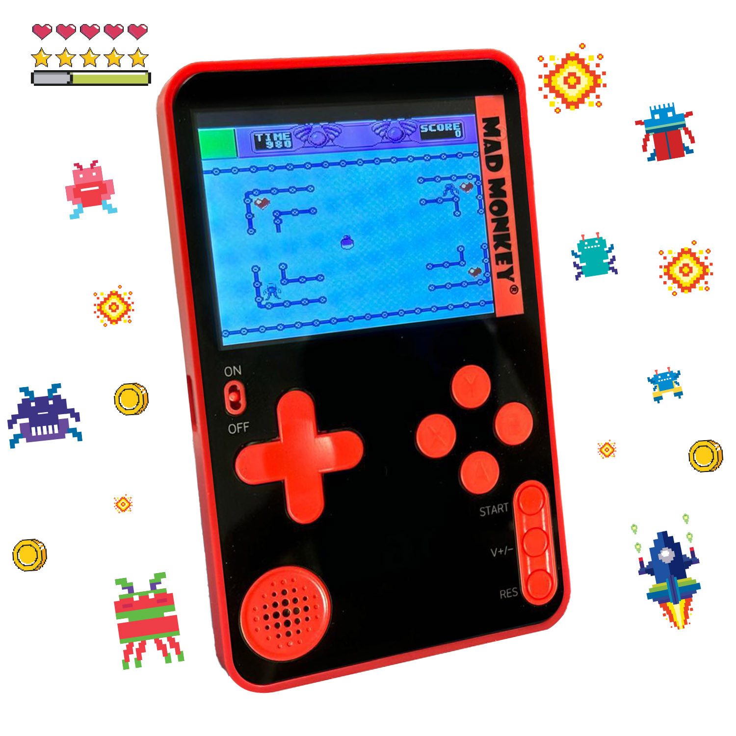 Mad Monkey Mad Monkey - Retro Slim Console - inkl. 300x 8-Bit Spielen