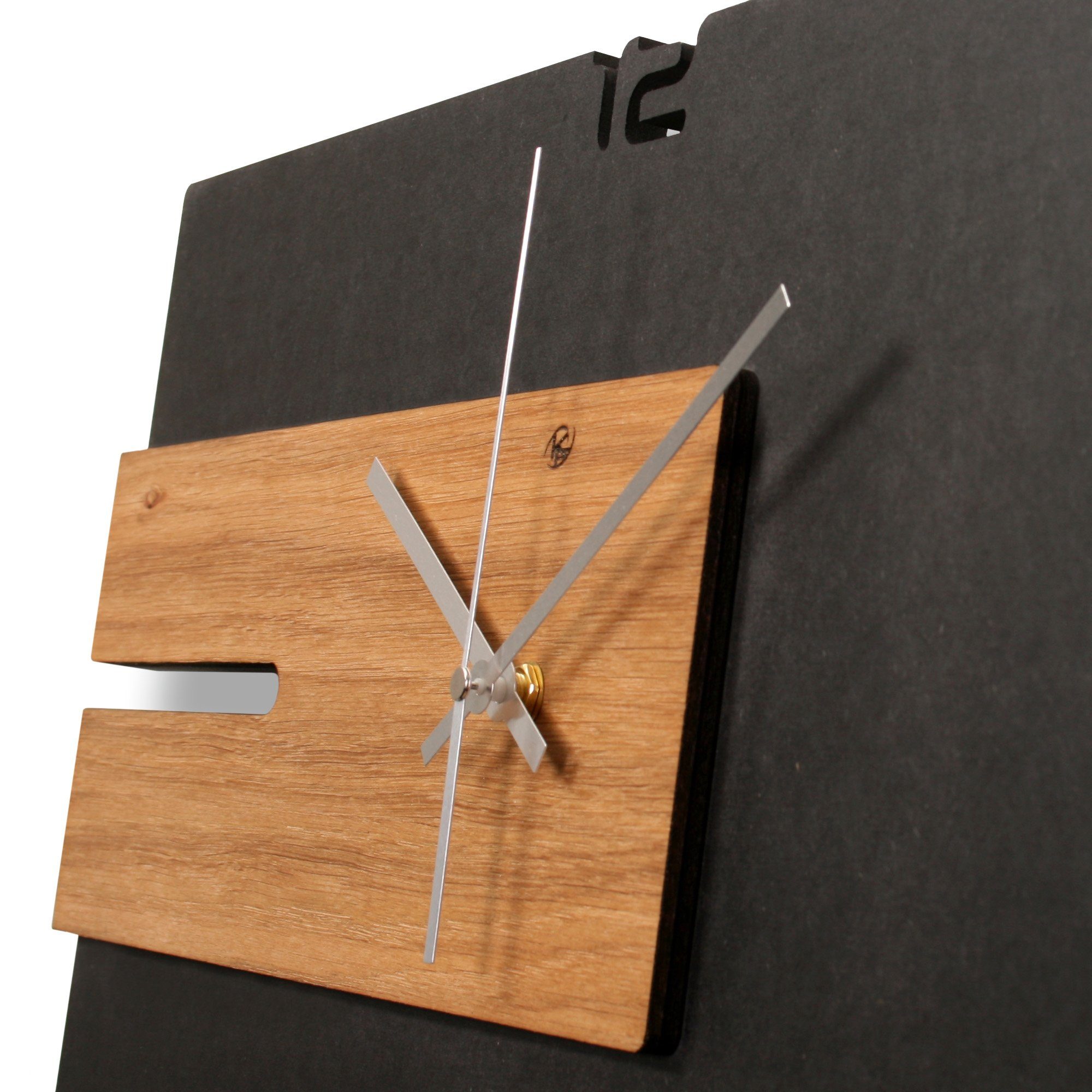 Kreative Feder Wanduhr Designer-Wanduhr „Modern Style“ aus Holz (ohne Ticken; Funk- oder Quarzuhrwerk; elegant, außergewöhnlich, modern)