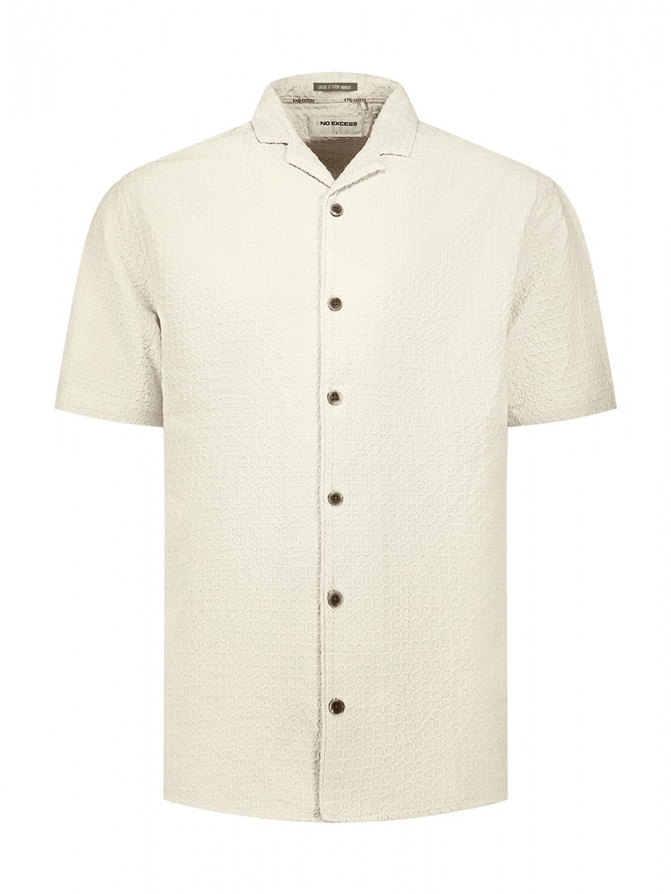 NO EXCESS Kurzarmhemd Shirt Short Sleeve Jacquard Uni - Sommershirt - Herrenhemd