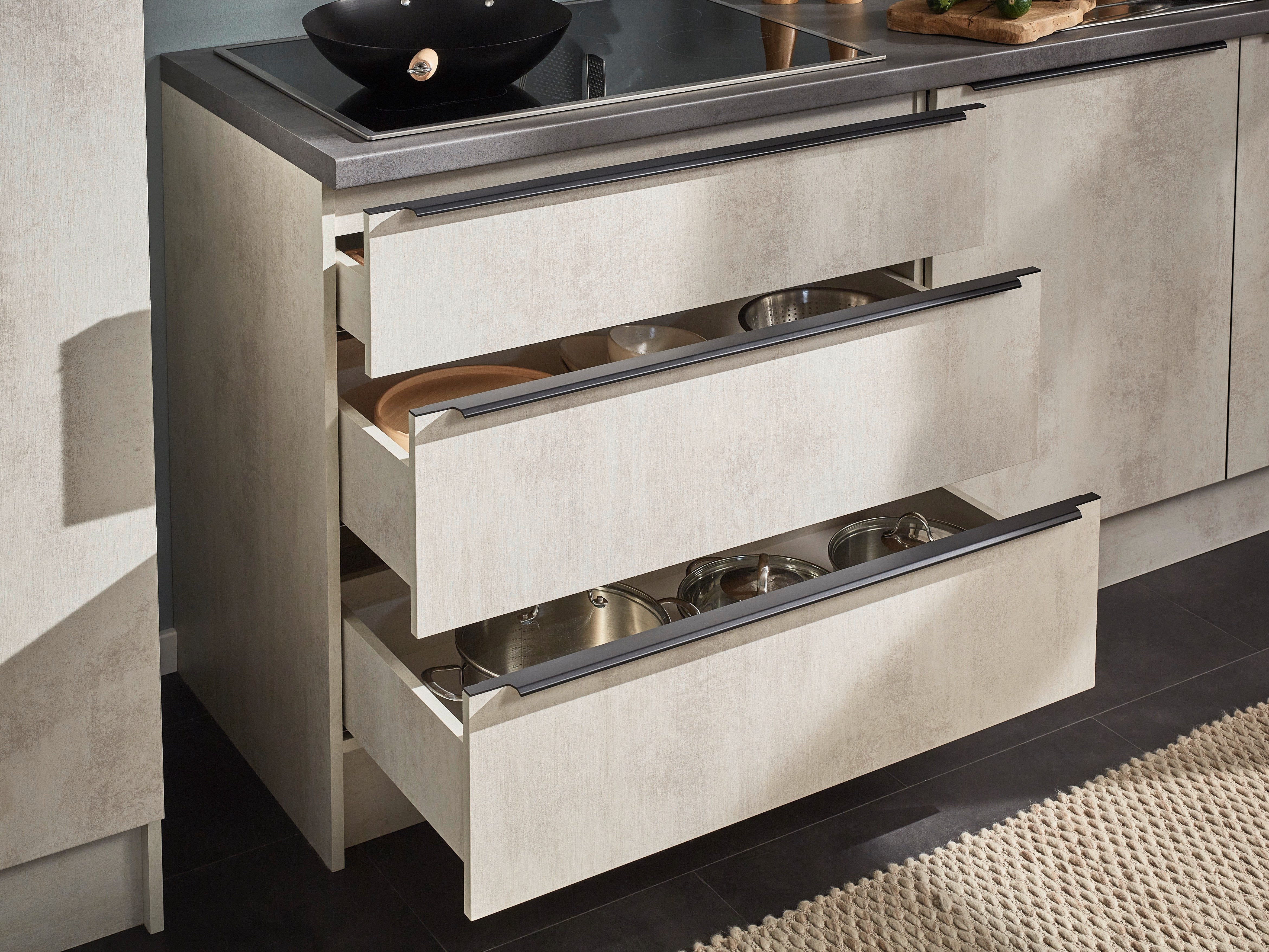 BASIC by Balculina Küchenzeile Boston, Breite 200 + 123 cm, wahlweise mit E-Geräten