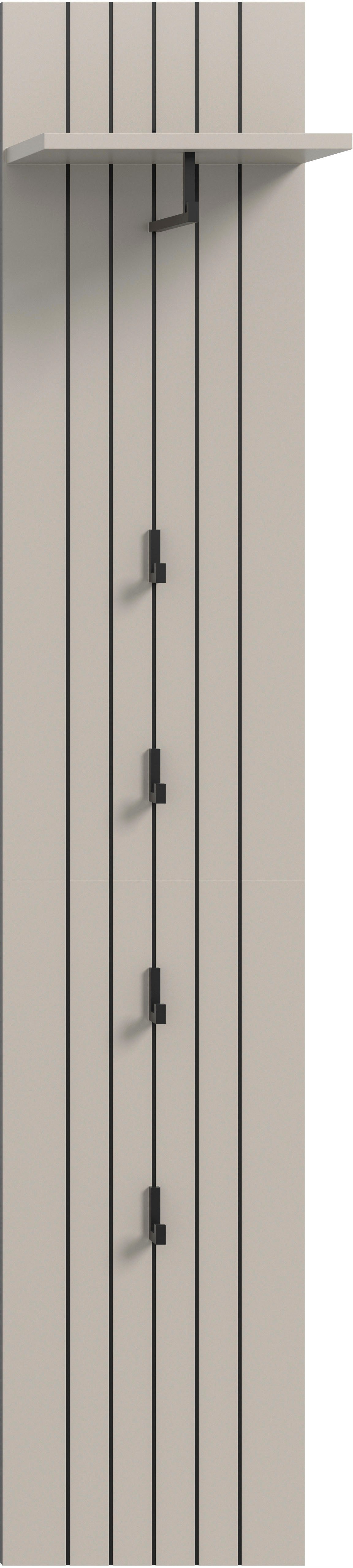 INOSIGN Garderobenpaneel TATIO, Rillenfräsung, 4 Haken, 1 Kleiderstange, 1 Ablageboden (1 St), Garderobenpaneel, Garderobe, Flur, Diele