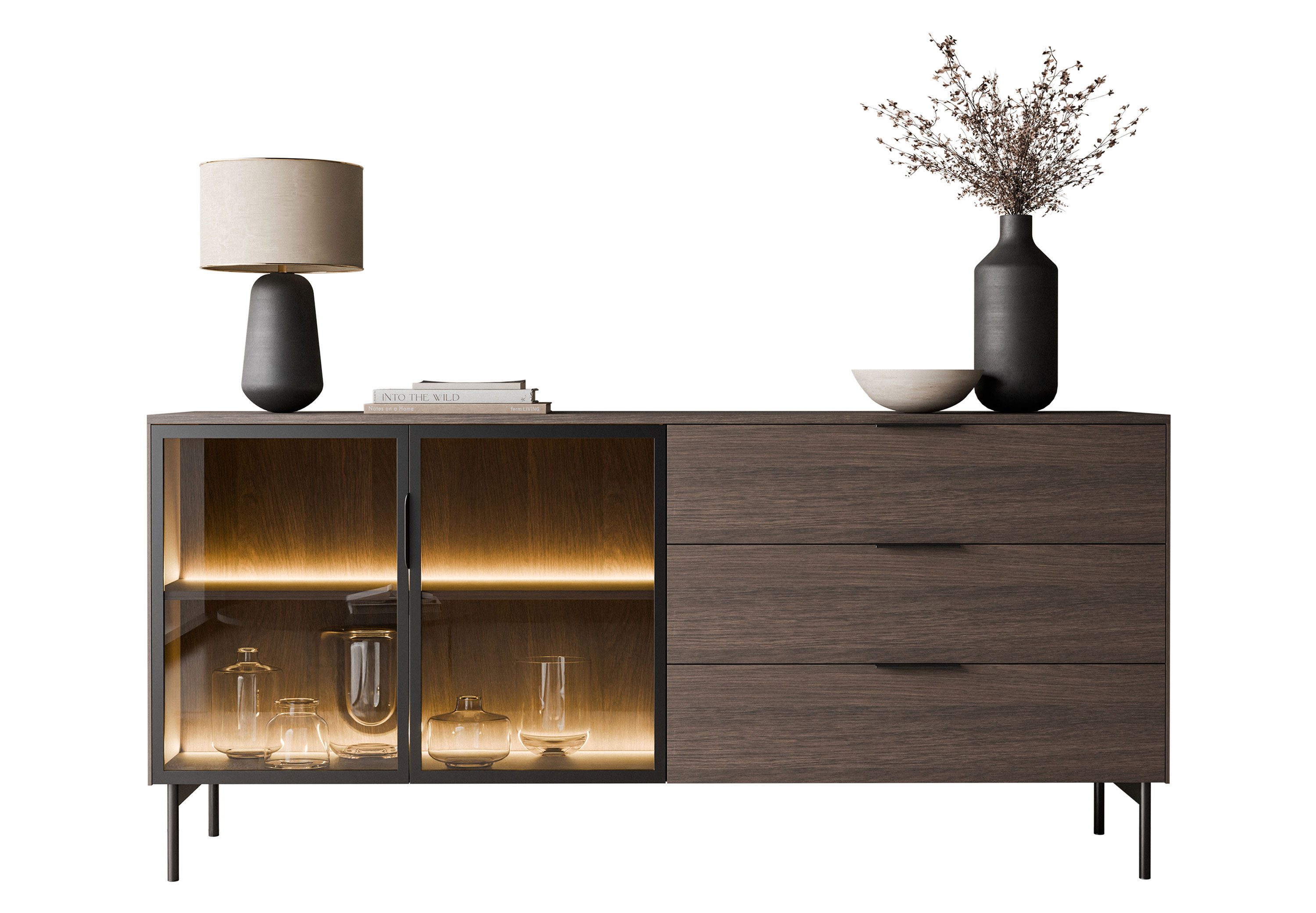 Lookway Kommode LINEA LOFT mit LED-Beleuchtung, 181x39x83 cm