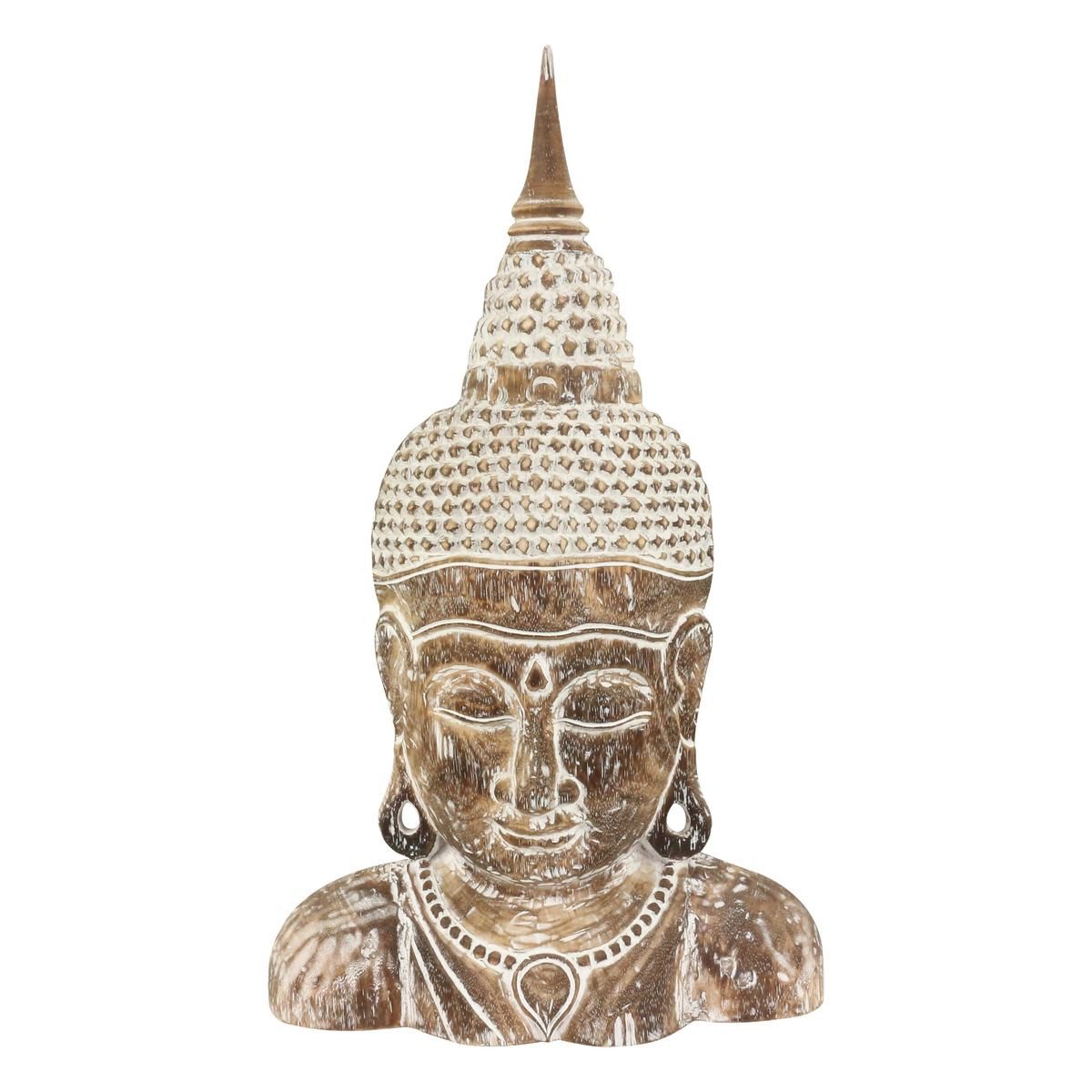 Dekofigur Buddha Büste in Weiß Braun 77 cm