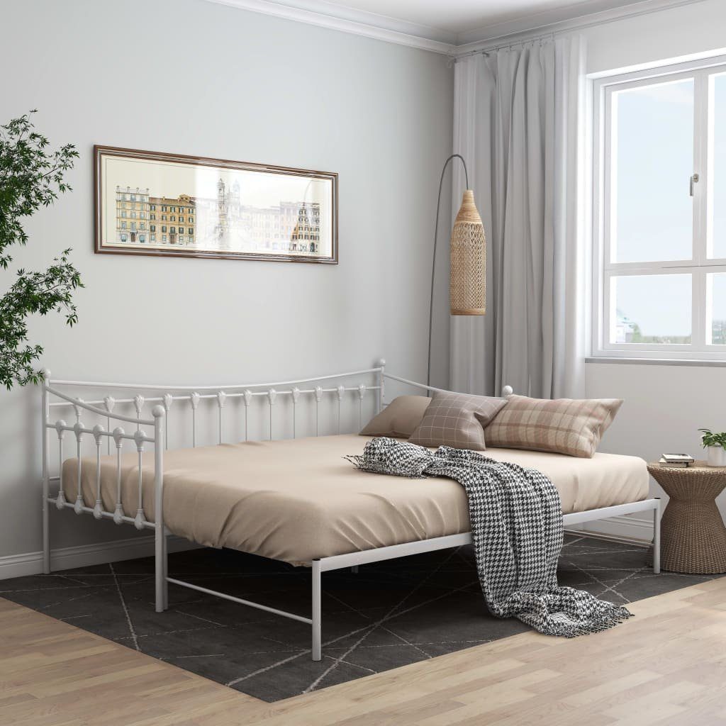 furnicato Schlafsofa 206 x 184,5 x 91,5 cm Weiß, 1 Teile, Ausziehbares Tagesbett mit Seitengeländer für zwei Personen