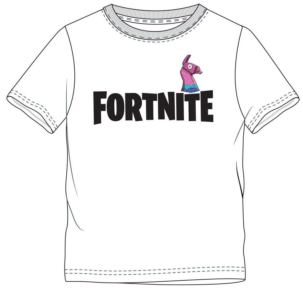 Fortnite T-Shirt FORTNITE T-Shirt kurzarm Weiß Alpaka Logo Epic Games Gr.140 152 164 176 Kinder im Alter 10 12 14 16 Jahre