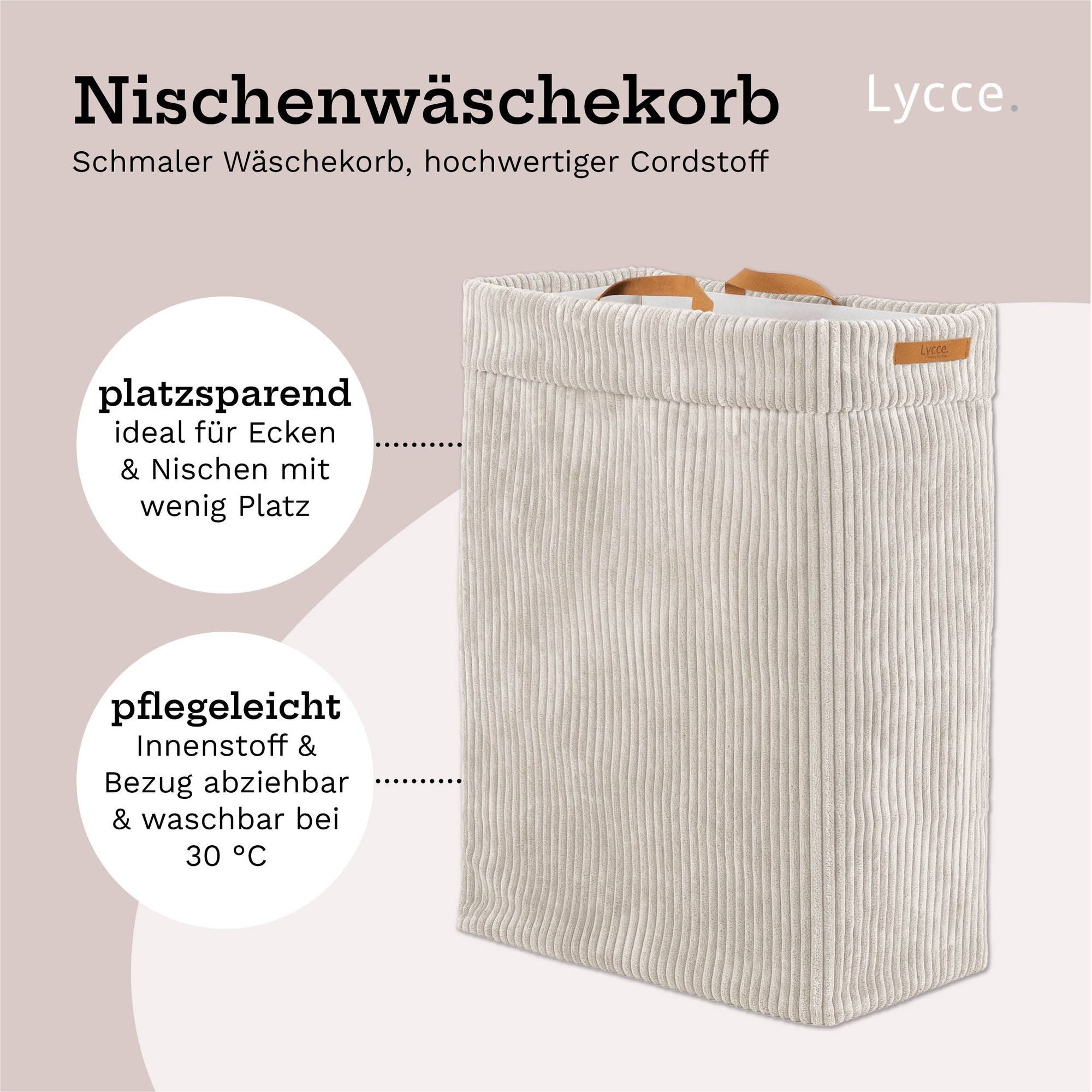 Lycce Wäschekorb Lycce Wäschekorb Cord – faltbar, waschbar & perfekt für Nischen – Bild 3 von 5