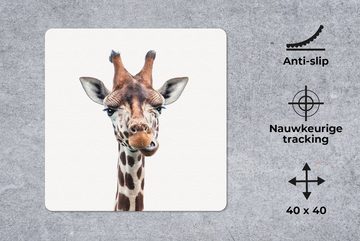 MuchoWow Gaming Mauspad Tiere - Porträt - Giraffe (1-St), Mousepad mit Rutschfester Unterseite, Gaming, 40x40 cm, XXL, Großes