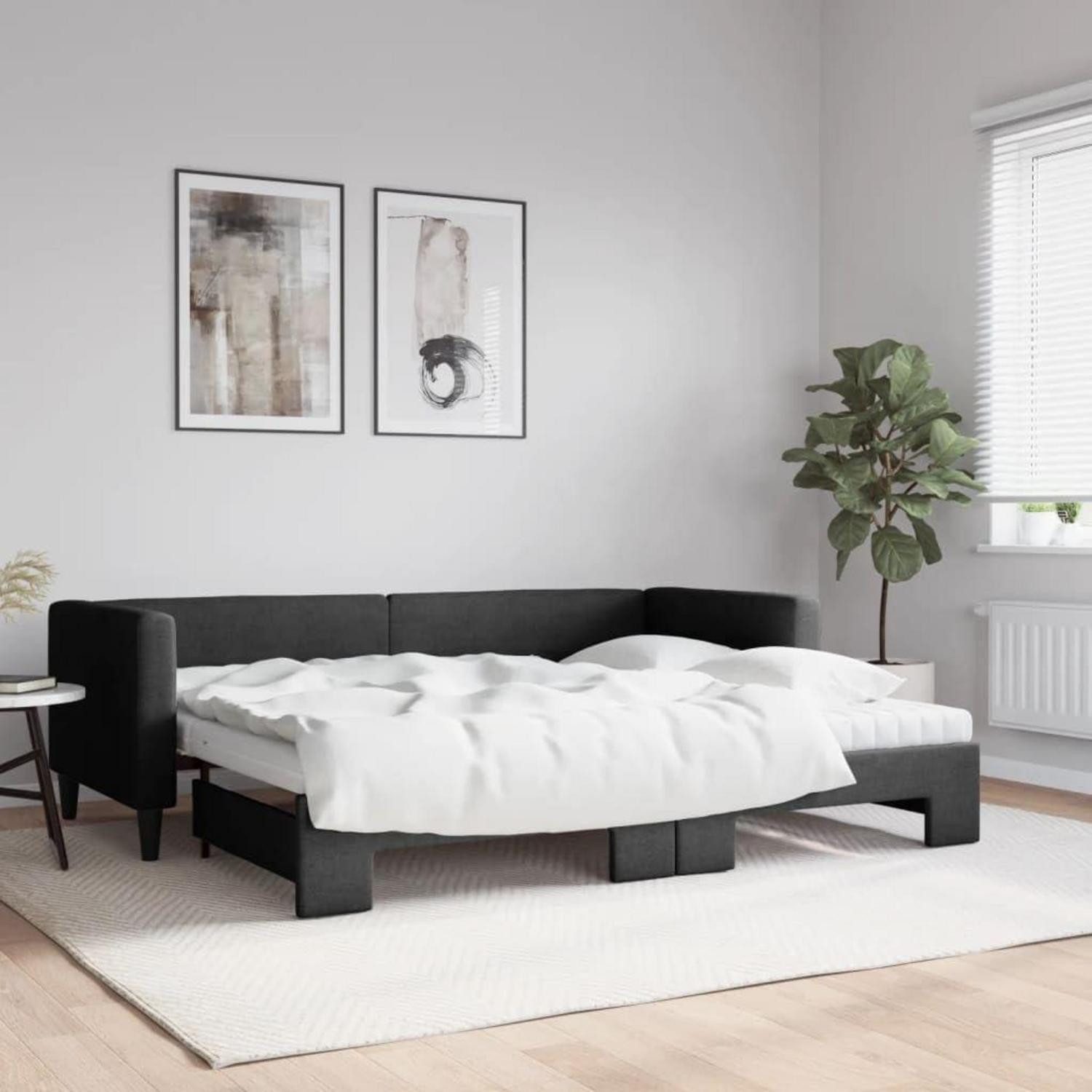 LuxusKollektion Schlafsofa Sofabett Doppelschlafstuhl 80 x 200 mit Bettkasten & Matratze Schwarz