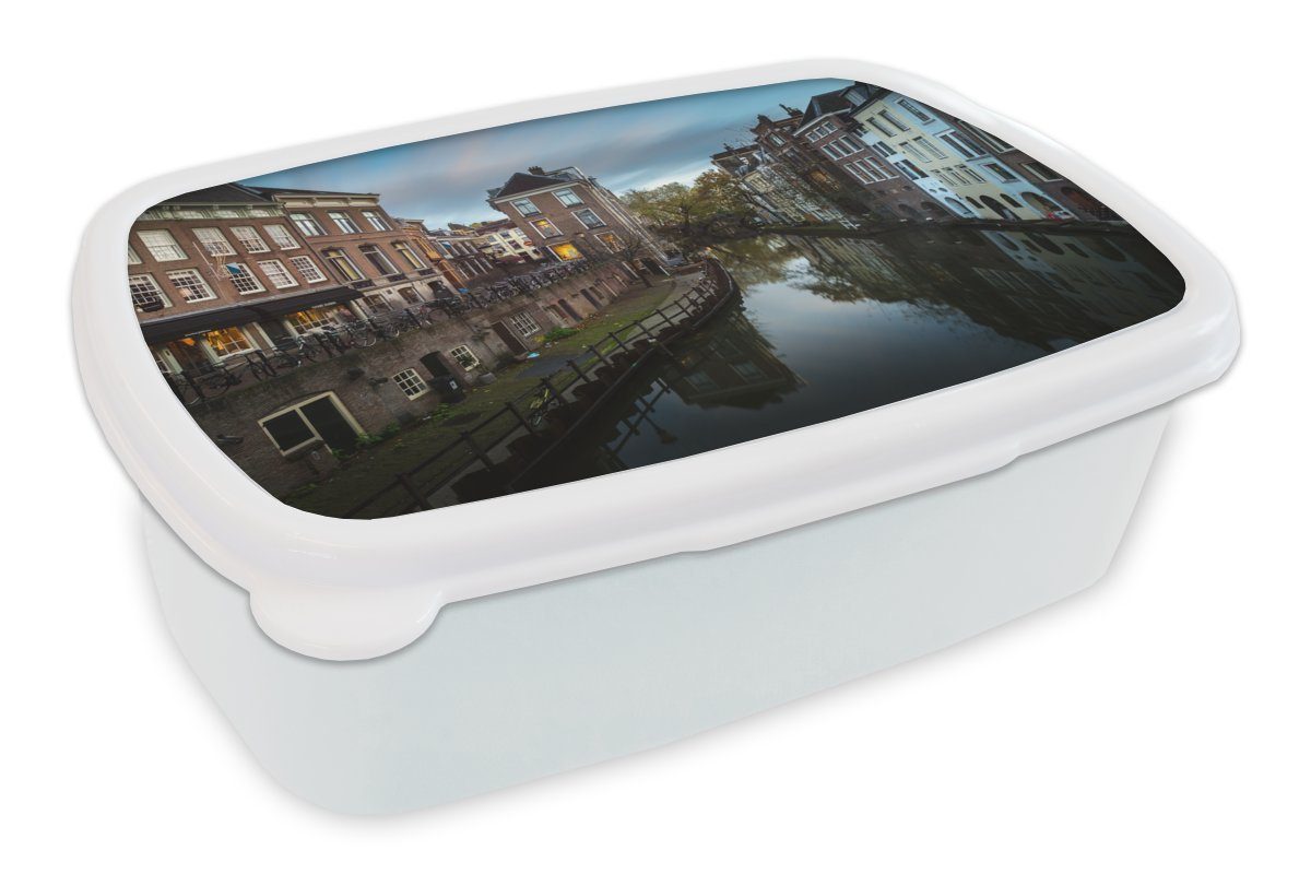 MuchoWow Lunchbox Wolken - Wasser - Utrecht, Kunststoff, (2-tlg), Brotbox für Kinder und Erwachsene, Brotdose, für Jungs und Mädchen weiß