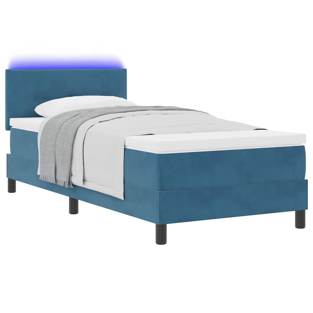 vidaXL Boxspringbett, Boxspringbett mit Kopfteil Dunkelblau 90 x 200 cm Samt