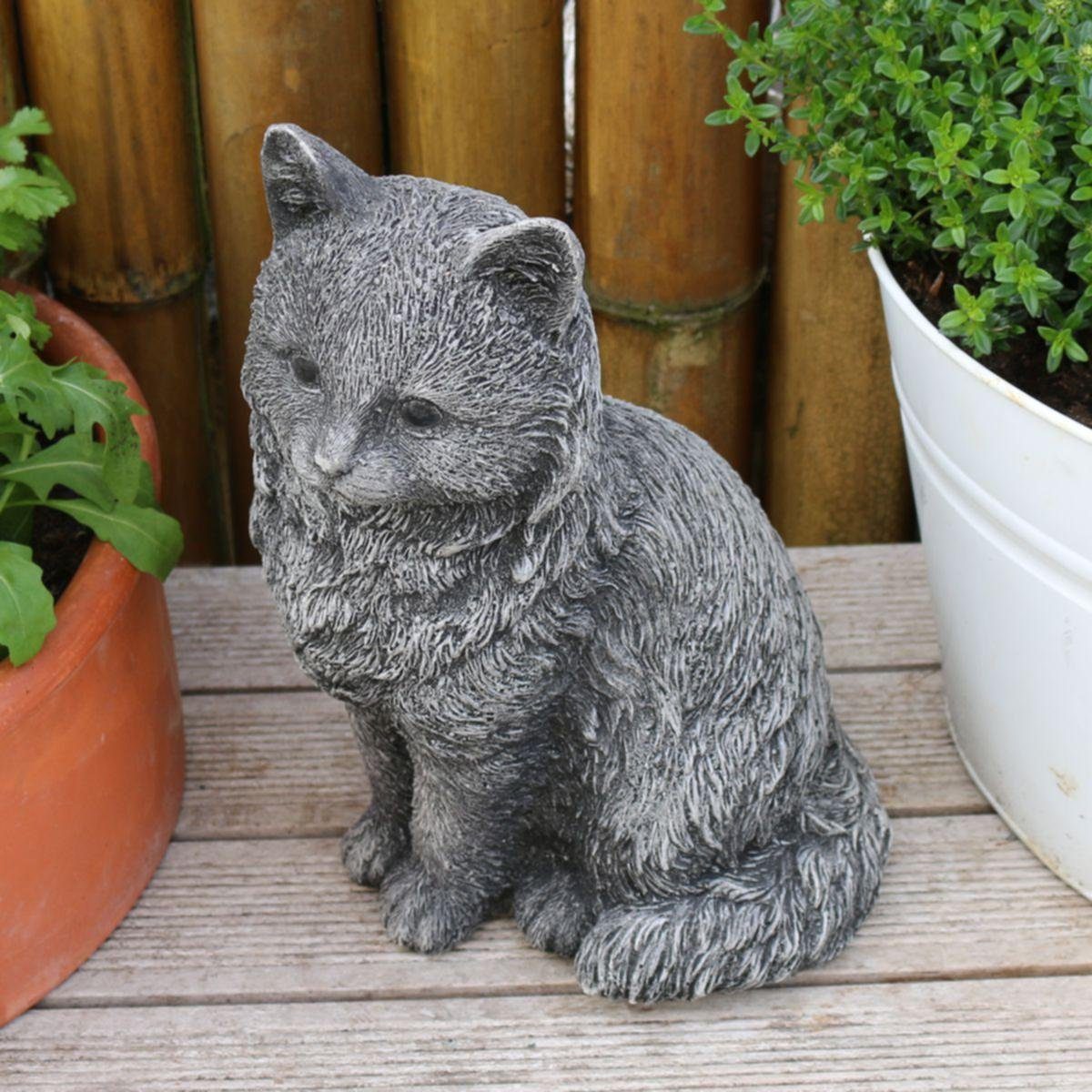 ca. Antiksteinguss sitzende Gartenfigur Katze 440s 26,5 (Stück) cm, H. 440s