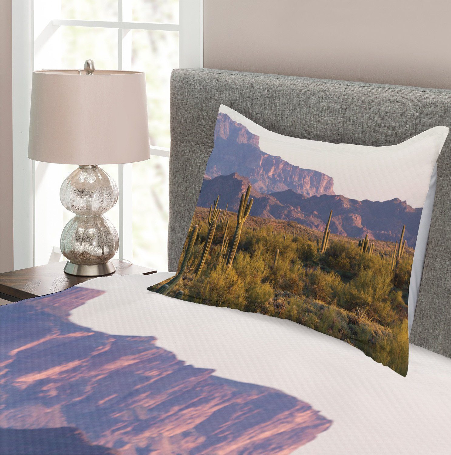 Berg Set Frühjahr mit Abakuhaus, Waschbar, im Landschaft Tagesdecke Kissenbezügen Cactus
