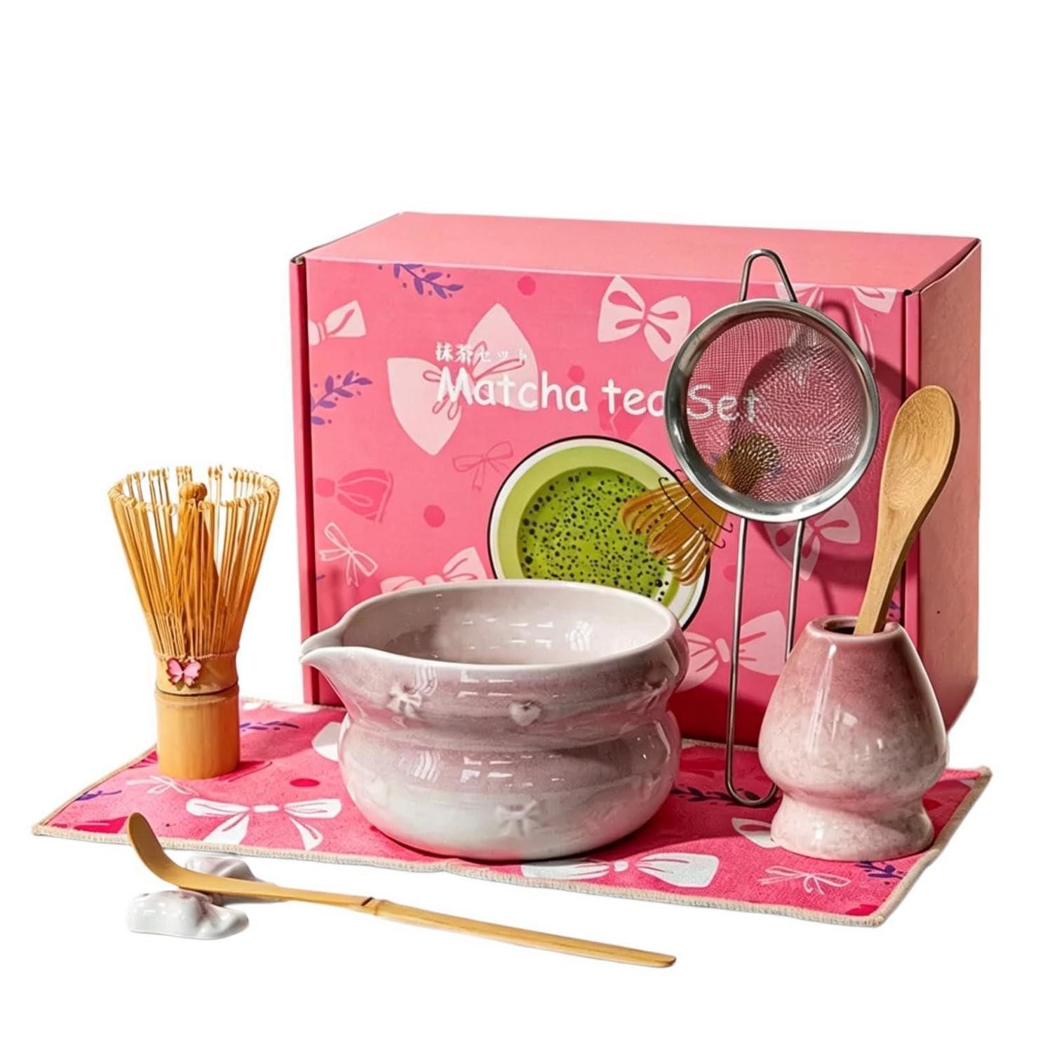 LuxusKollektion Teeservice Matcha Besen Set 8-teilig Keramikschale Verlaufsviolett, Keramik