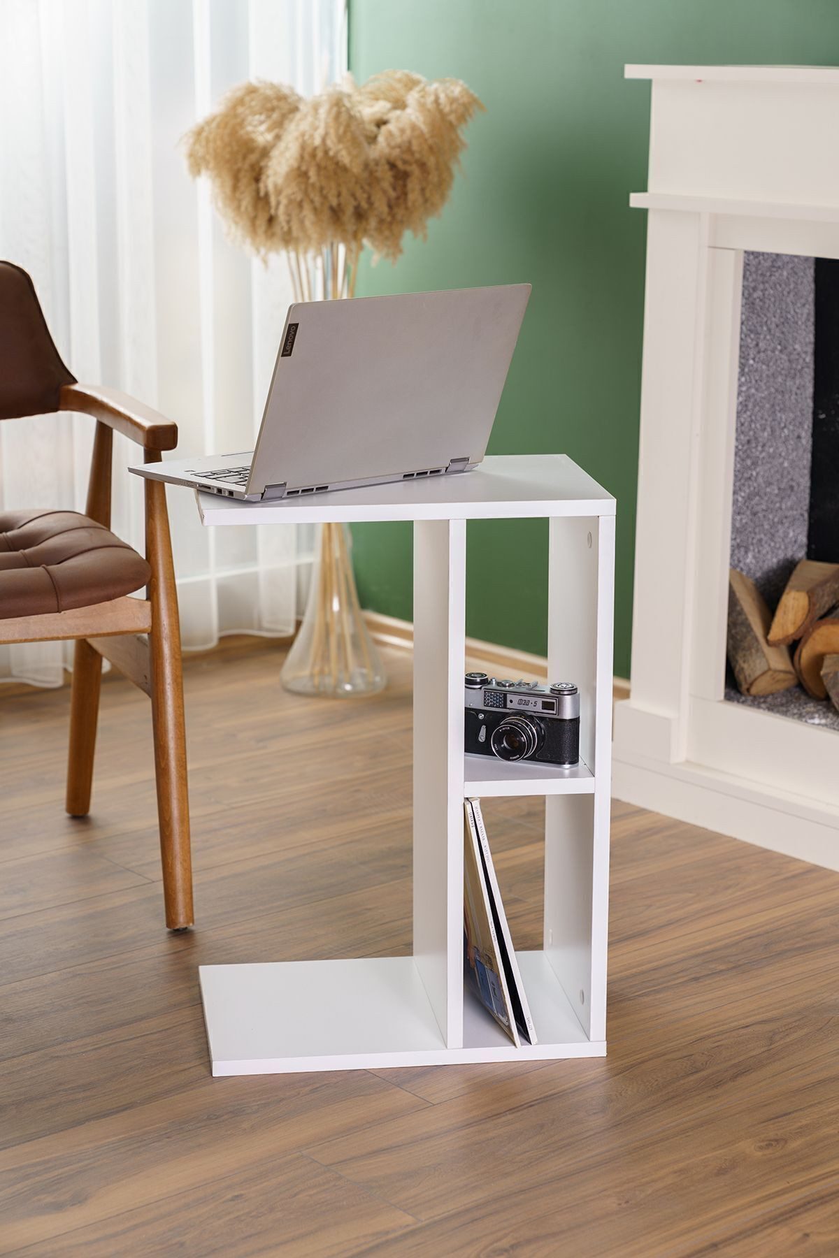 en.casa Beistelltisch, Beistelltisch mit Ablage 44 x 30 cm Spanplatte Weiß 89866714