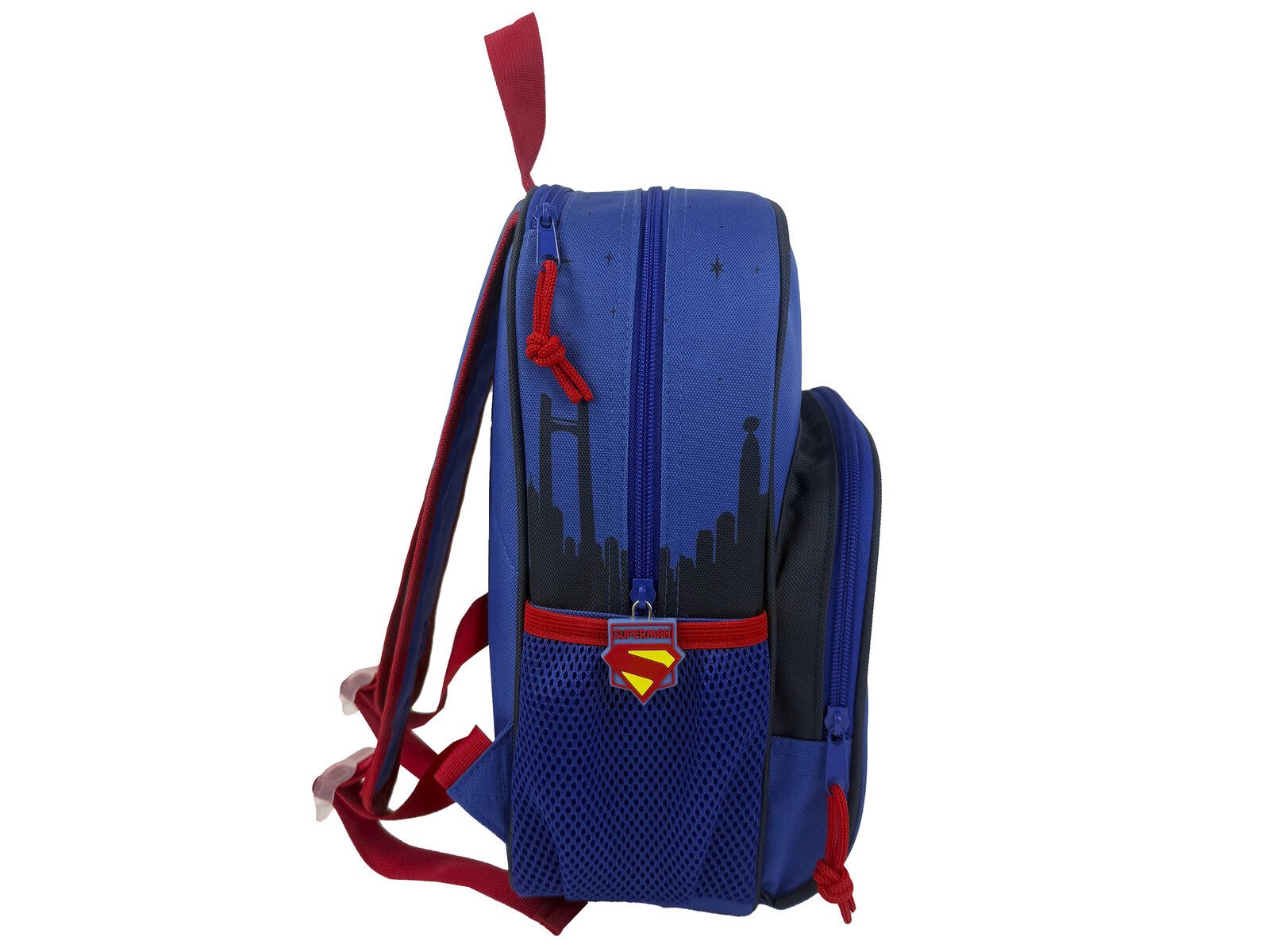 Superman Kinderrucksack mit Fronttasche Hauptfach und Seitennetz