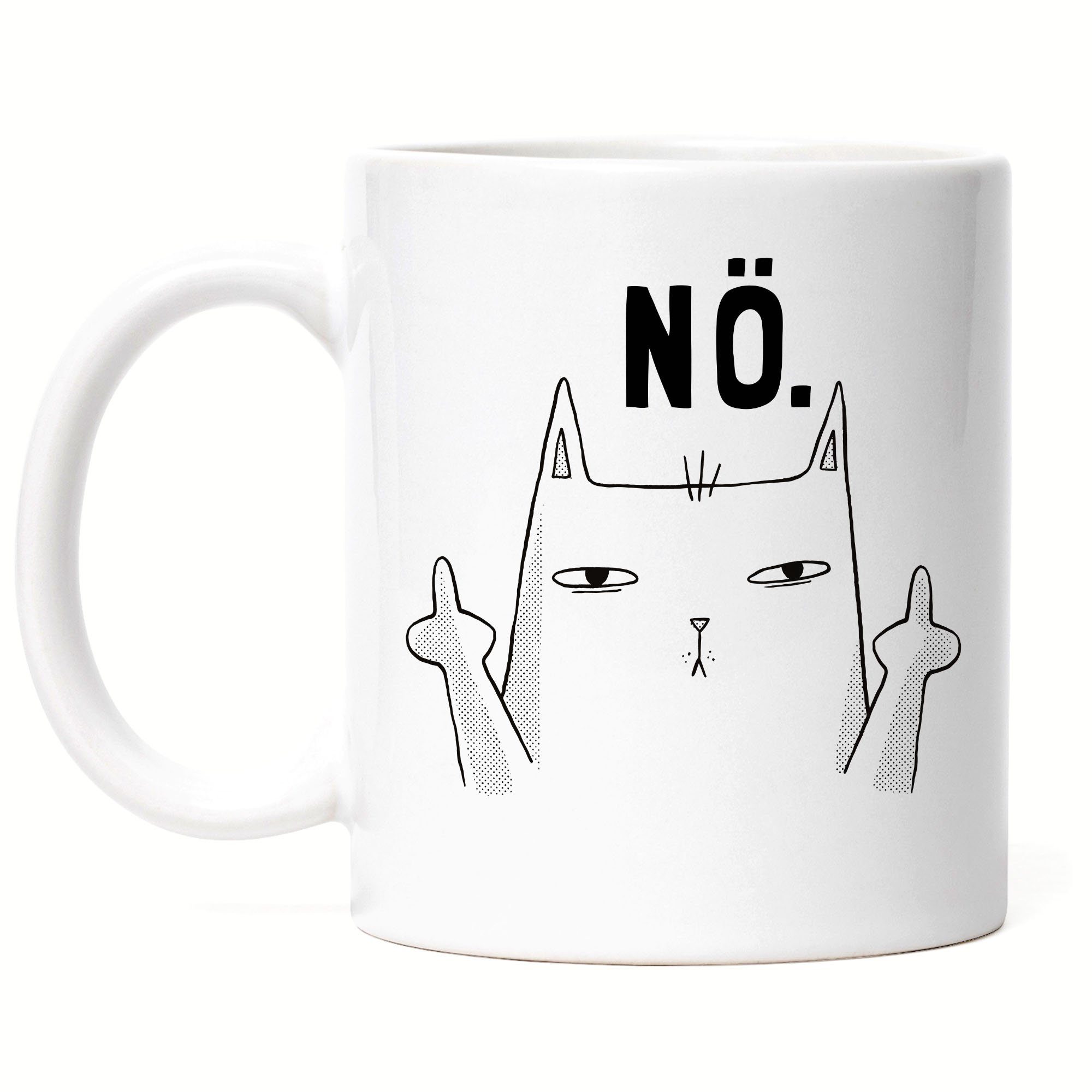 Cat Hey!Print Weiß ", Einfach Lustig Katze Keramik Büro-Tasse Tasse Tasse Nein unhöflich Spruch Geschenk "Nö Kollegin Katzenliebhaber Kollege