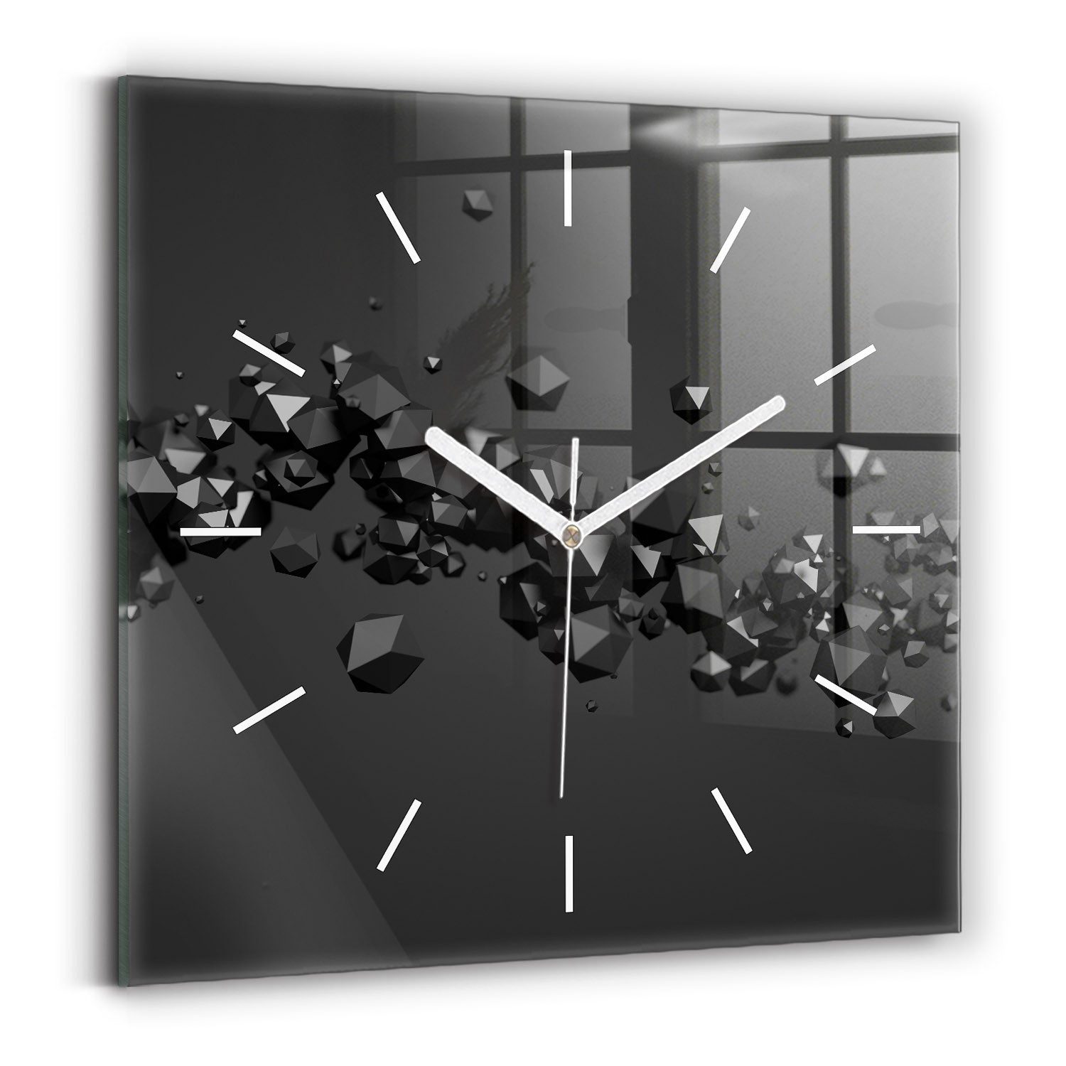 Tulup Wanduhr Moderne Glasuhr Schwarze Abstrakte günstig online kaufen