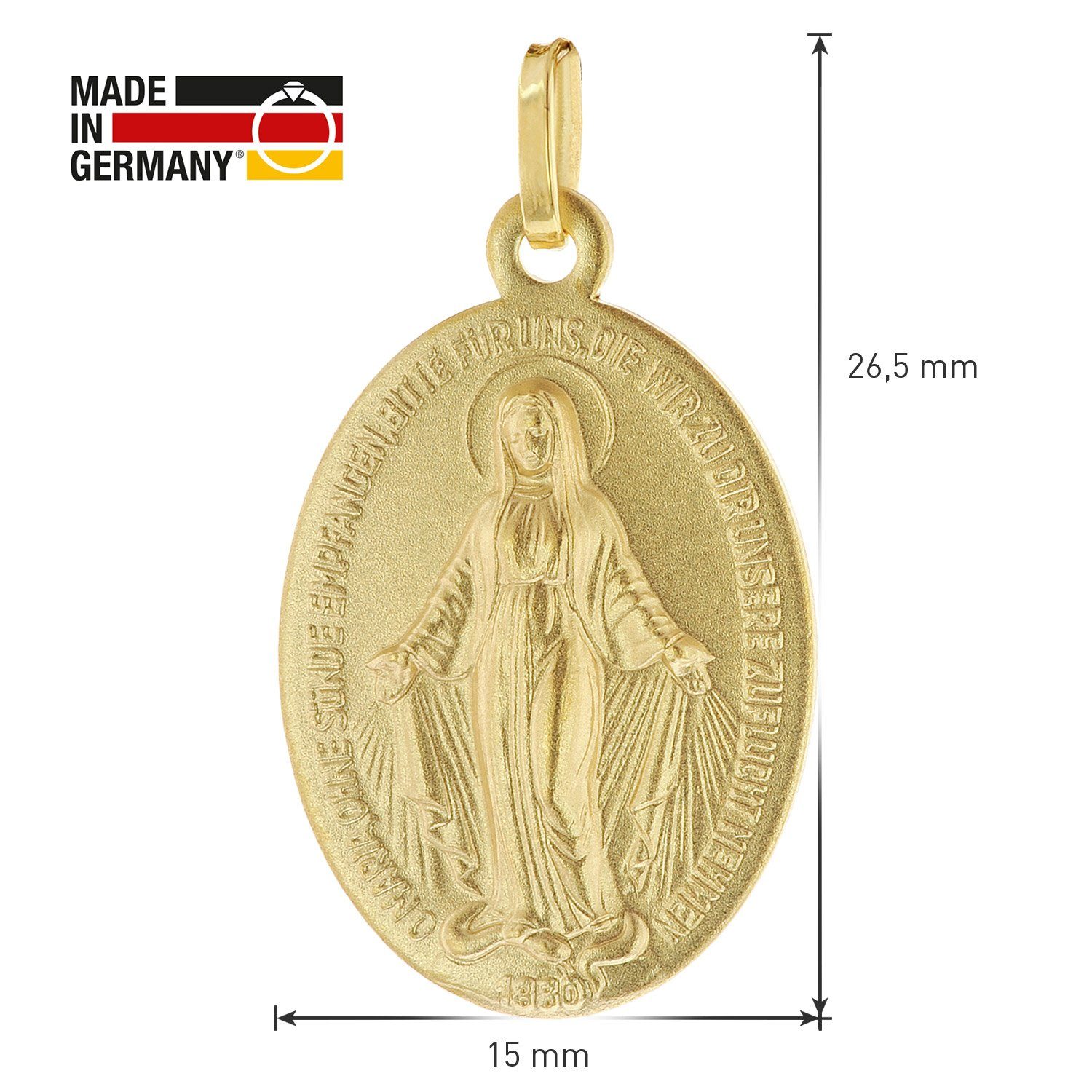 Damen Schmuck trendor Kette mit Anhänger Milagrosa Gold 333/8K Madonna mit vergoldeter Silberkette