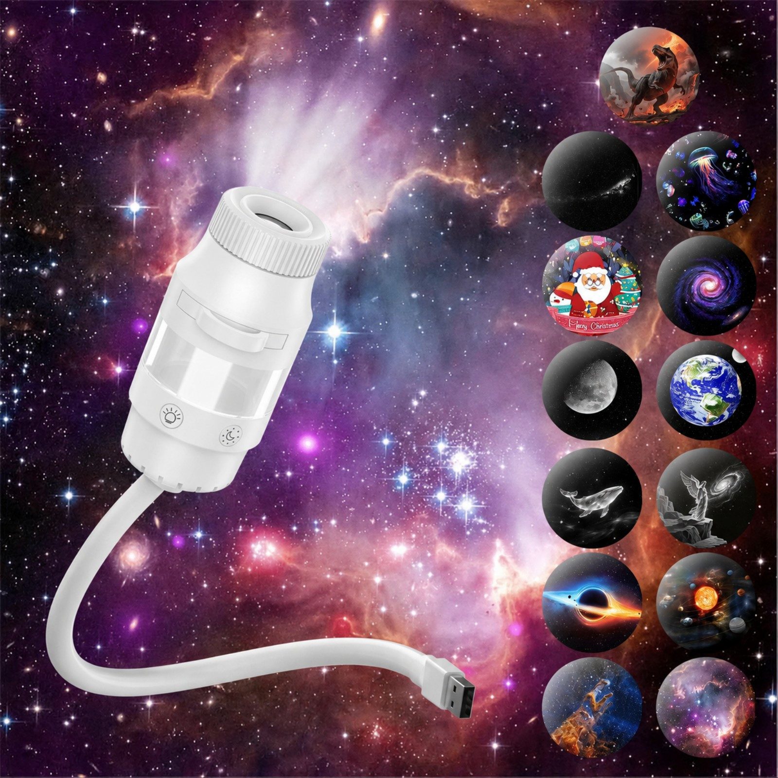VIVIHEYDAY LED Nachtlicht 2 in-1 Galaxy Projector Night Light, Sternenhimmel Projektor für Auto, Schlafzimmerdekoration & Kinderzimmer, 360° Drehung, USB-Stromversorgung