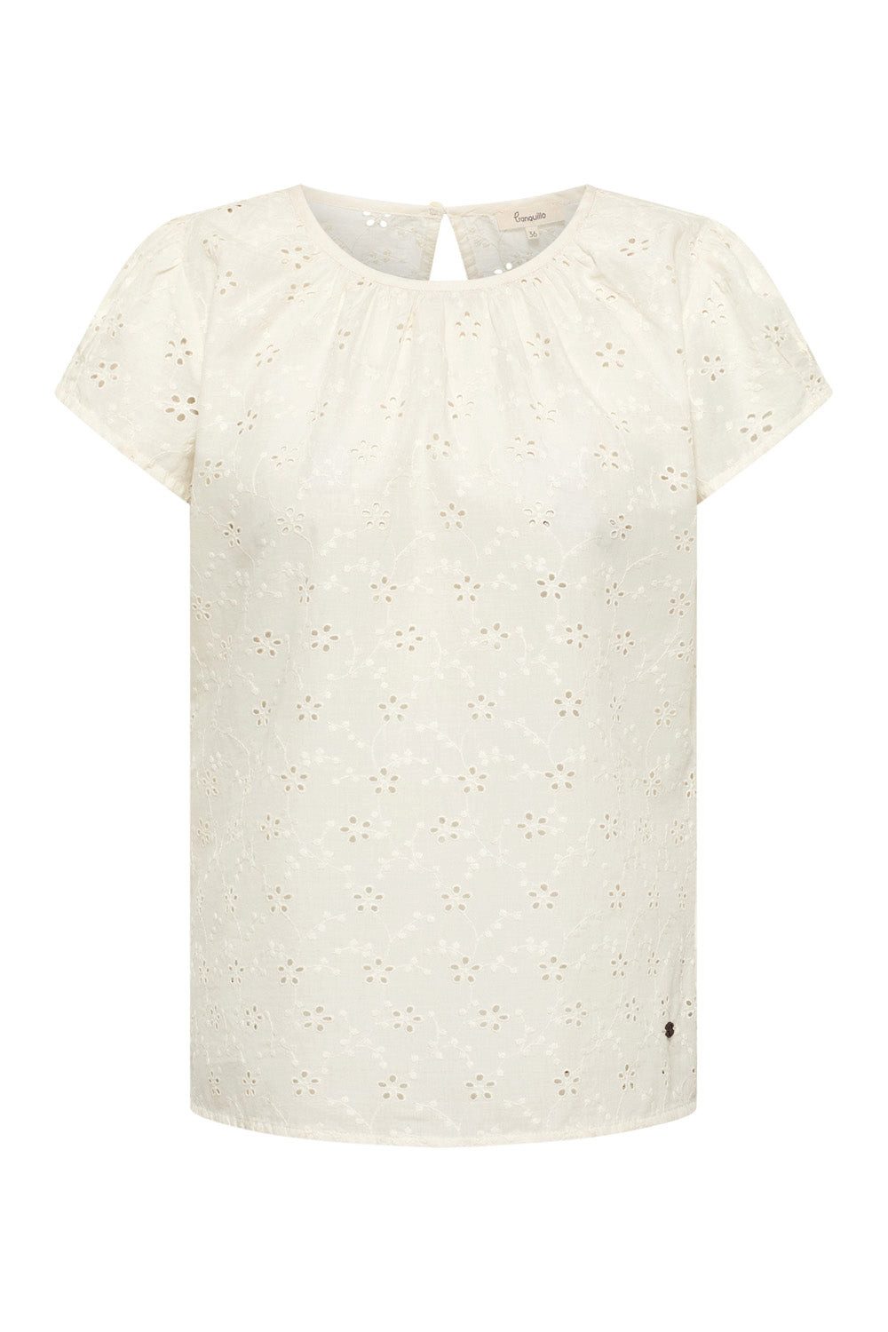Tranquillo Blusenshirt Bluse Elinaa aus Bio-Baumwolle GOTS GOTS-zertifizierte Bio-Baumwolle in luftiger Lochstickerei