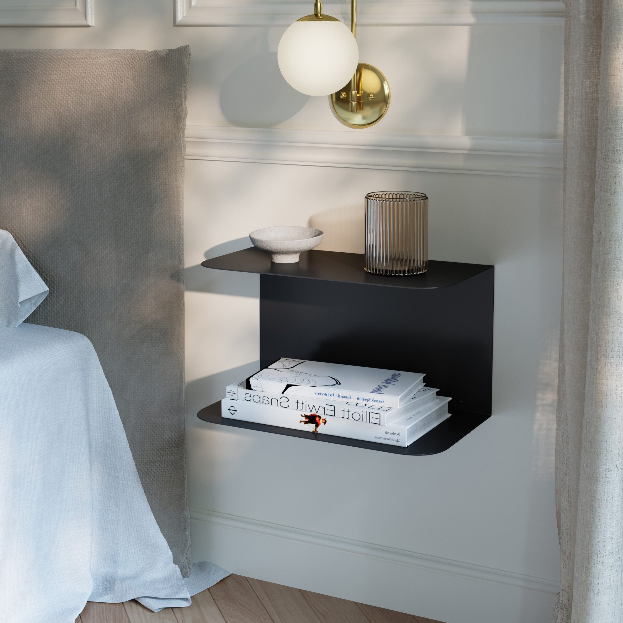 en.casa Wandregal, 1-tlg., »Notodden« Stahl 40 x 23 x 23 cm Schwarz