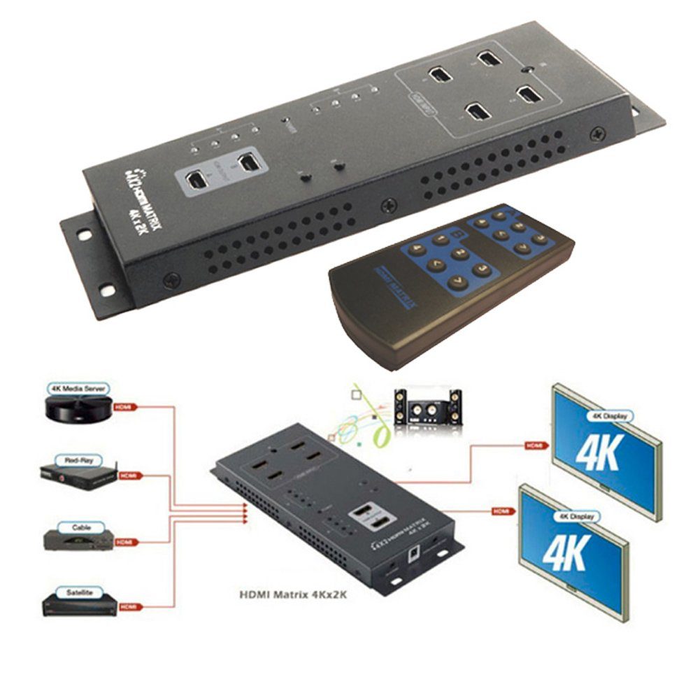HDMI-Splitter C07D HDMI Matrix Switch HD 4K 60Hz 4 in auf 2 Out Umschalter Verteiler