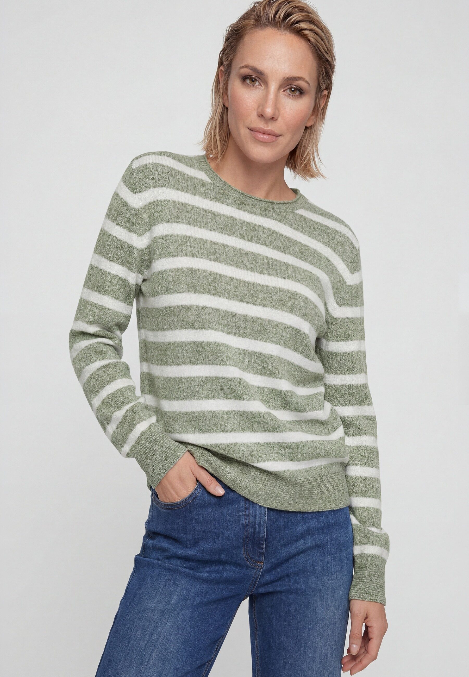 Olsen Strickpullover Pullover mit Streifenmuster