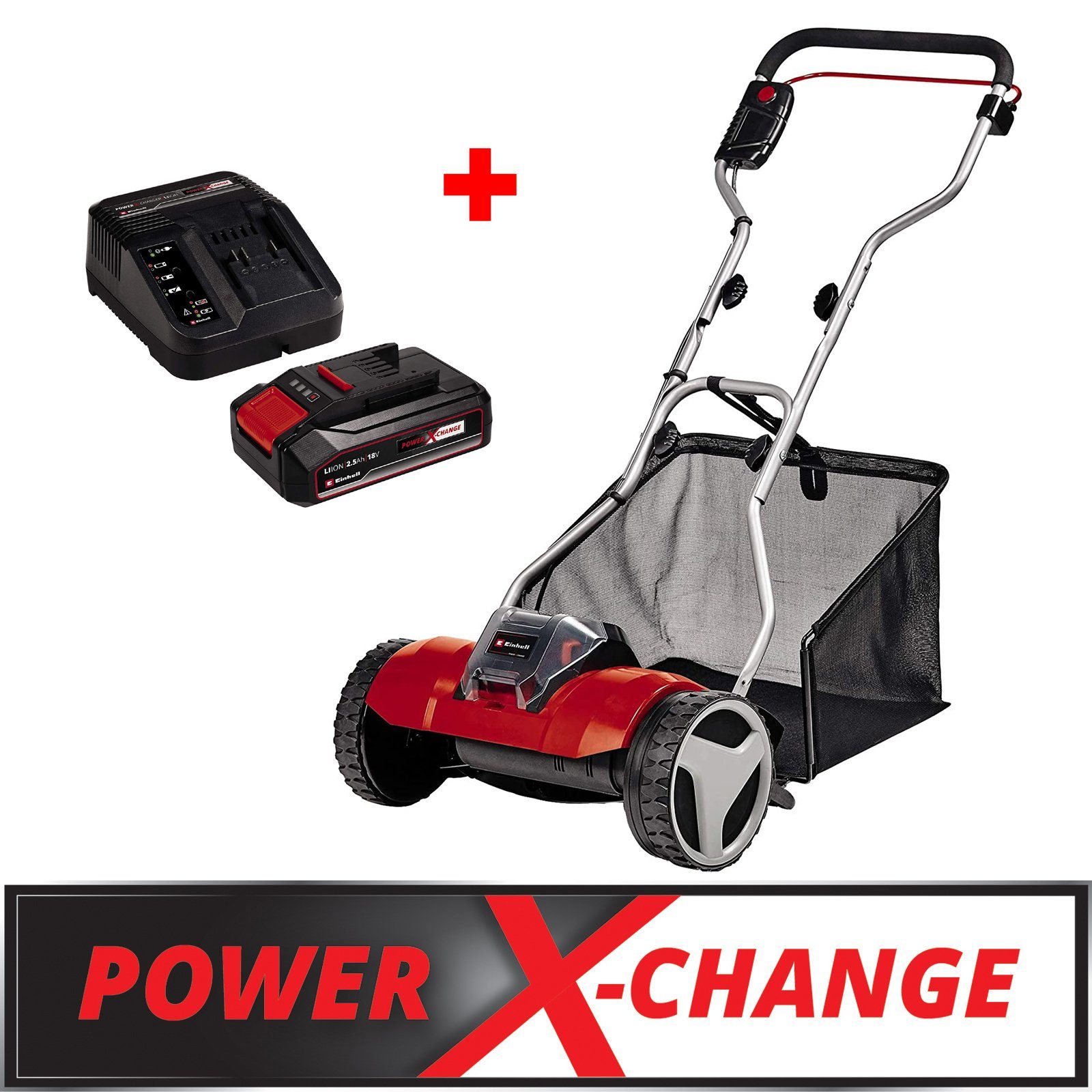 Einhell Akkurasenmäher Einhell Akku-Spindelmäher GE-HM 18/38 Li-Solo + 2,5 AH Starterkit, 38 cm Schnittbreite, (Produkt)