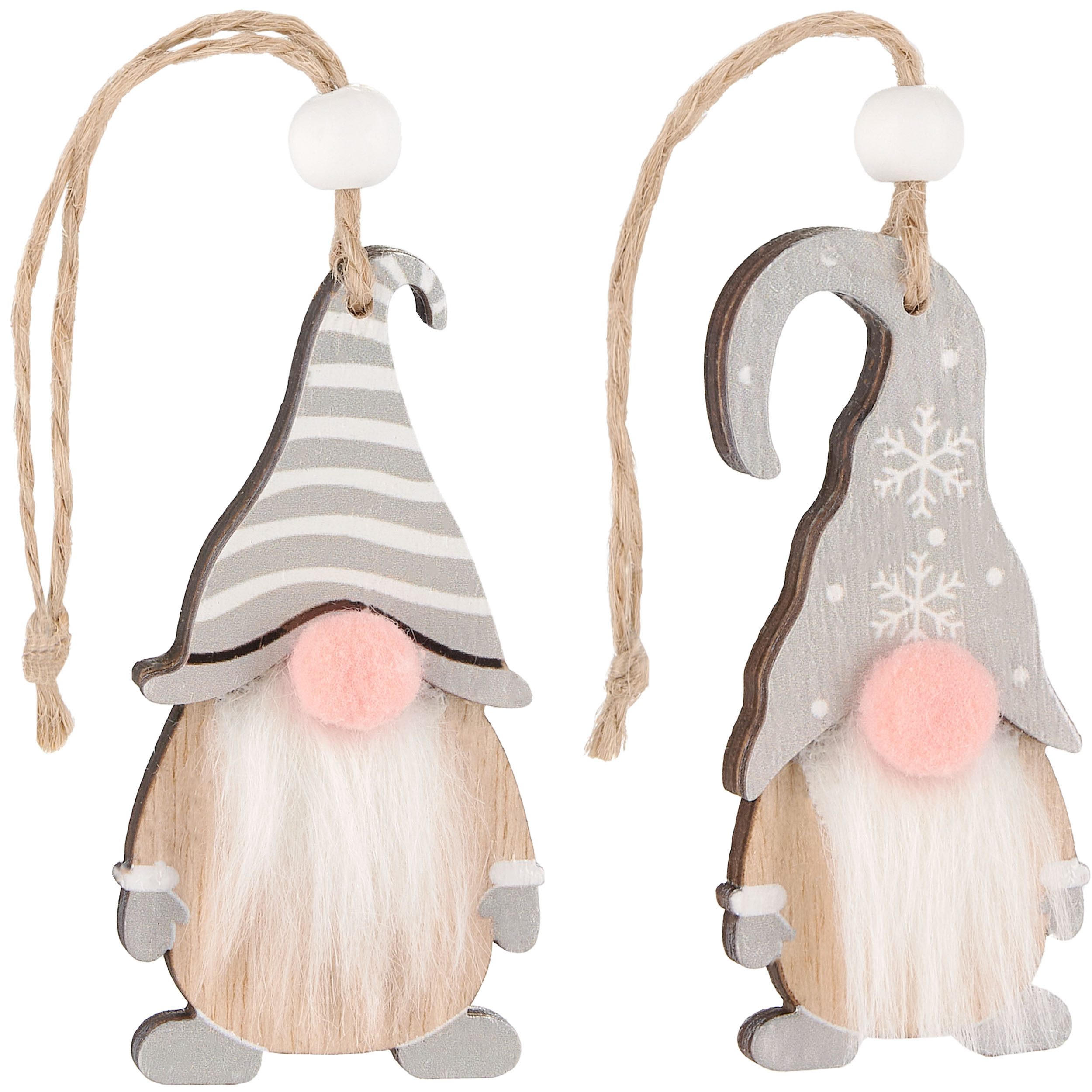 BRUBAKER Christbaumschmuck 12x Weihnachtsanhänger Wichtel - 8 cm Baumschmuck aus Holz - Gnom (12-tlg), Zwerge mit Bart und großer Nase - Holzanhänger Weihnachts – Bild 4 von 5