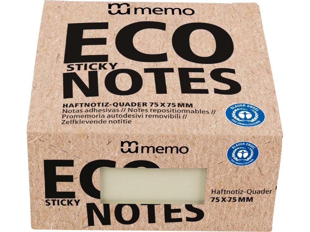 memo Haftnotizblock memo Haftnotiz-Quader 75 x 75 mm gelb im Recycling