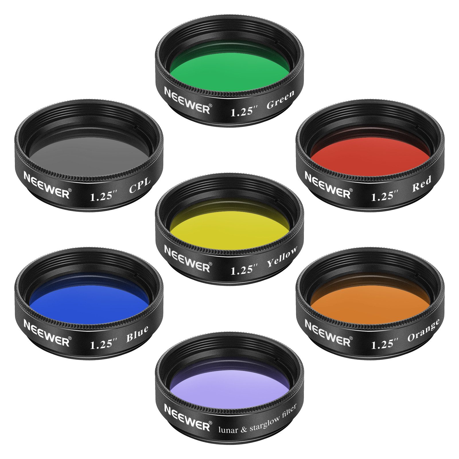 Neewer Filter-Set, 3,17 cm, Teleskop Mond, CPL Filter, Filter in 5 Farben Foto-Filter-Sets (rot, orange, gelb, grün, blau 5 Farben Filter)