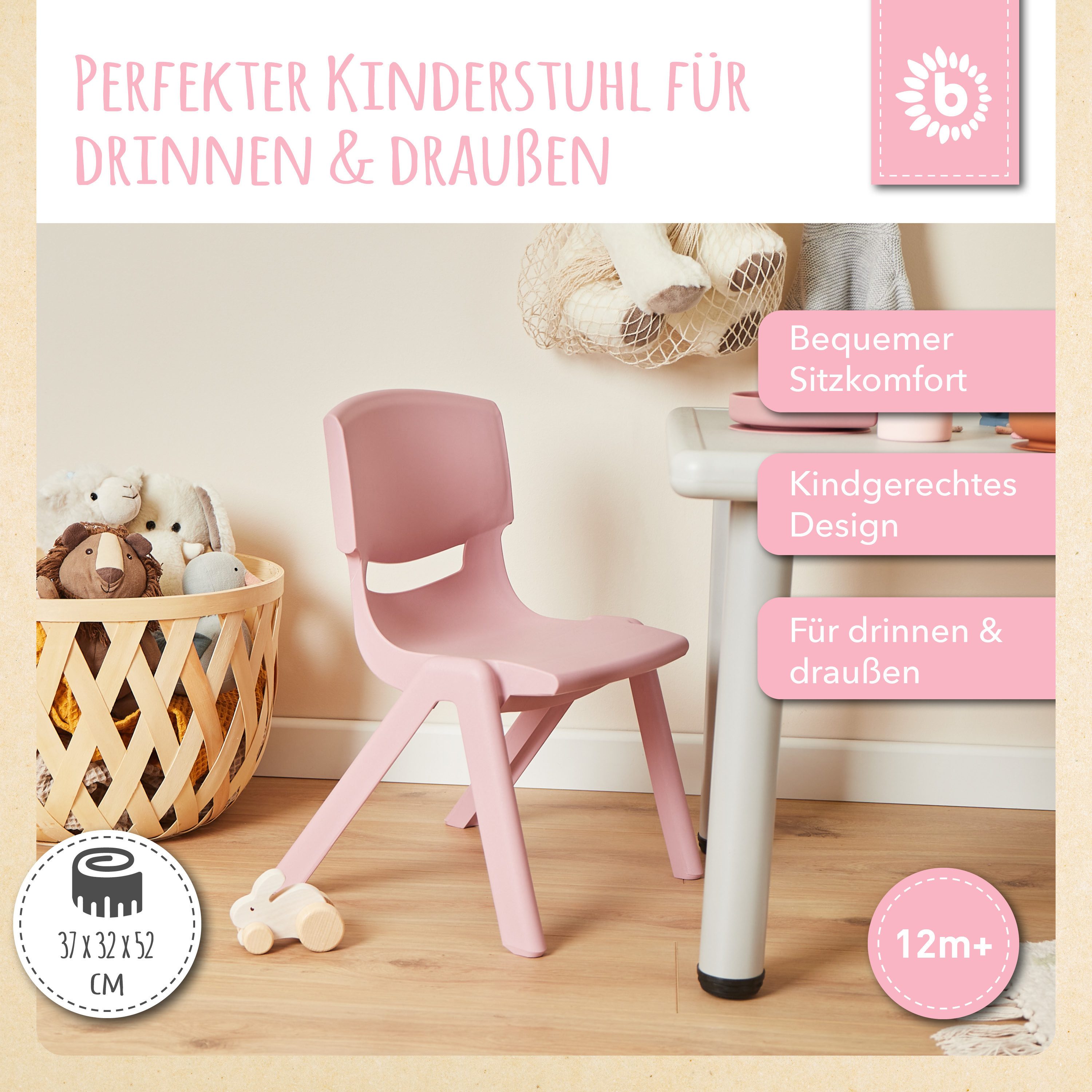 BIECO Stuhl Bieco Kinderstuhl bis 80kg stapelbar, kippsicher Stuhl Kinder günstig online kaufen