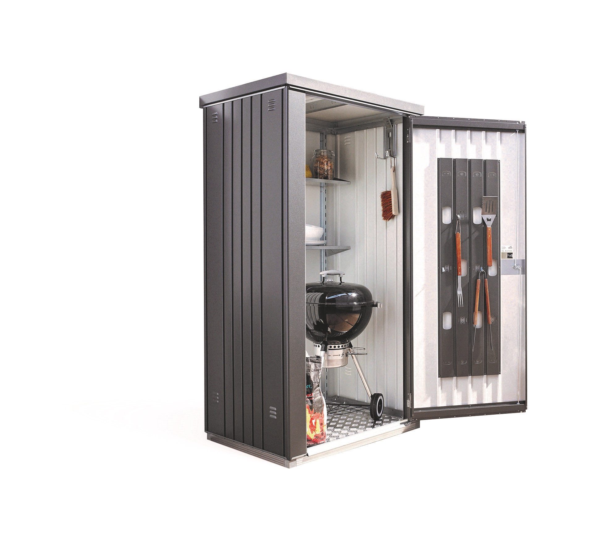 Biohort Garten-Geräteschrank Gr. 90, verschiedene Farben, BxT: 93x83 cm, aus Metall mit hohem Nutzwert