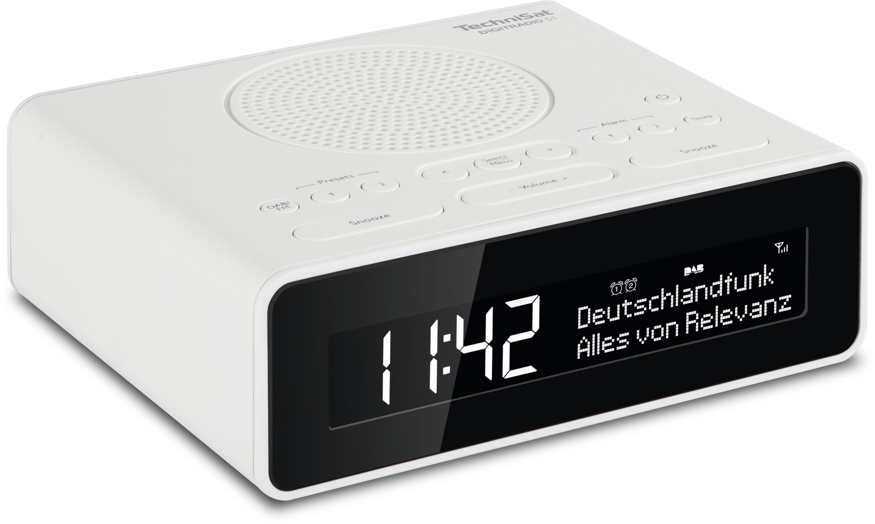 TechniSat DIGITRADIO 51 Digitalradio (DAB) (Digitalradio (DAB), FM-Tuner mit RDS, 1.5 W, DAB+, UKW, 2 Weckzeiten, Snooze, Sleeptimer, dimmbares Display)