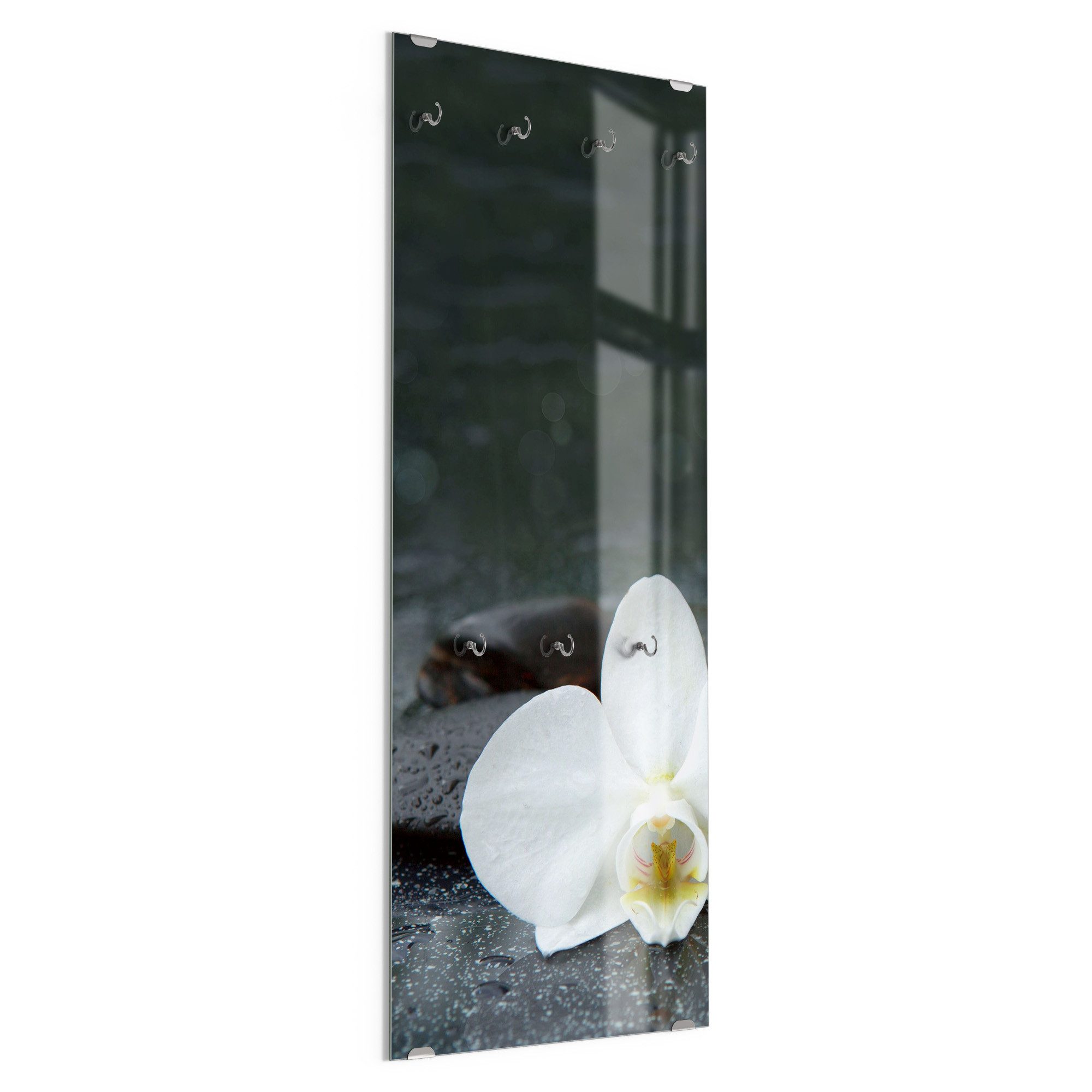 DEQORI Kleiderhaken 'Kontrastreiches Zen-Motiv', Glas Garderobe hängend Flur Jackenhalter modern Wandgarderobe Haken